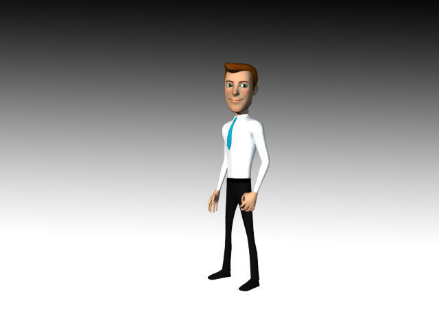 Jhon Cartoon Business Man Low-poly 3D model_5