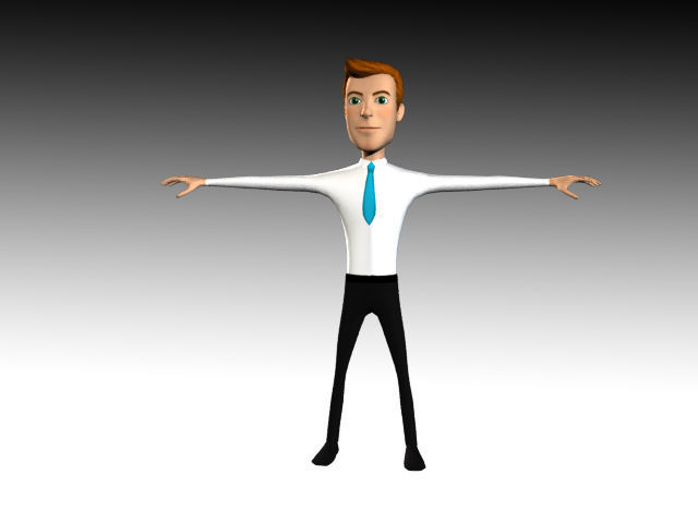 Jhon Cartoon Business Man Low-poly 3D model_2
