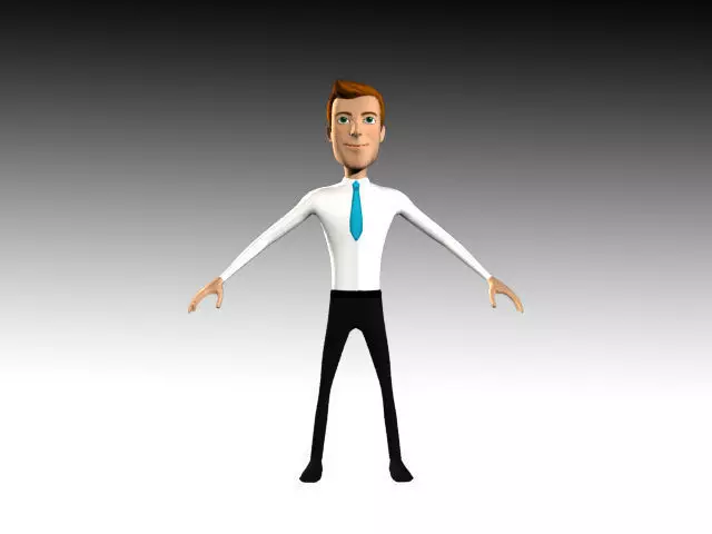 Jhon Cartoon Business Man Low-poly 3D model_0