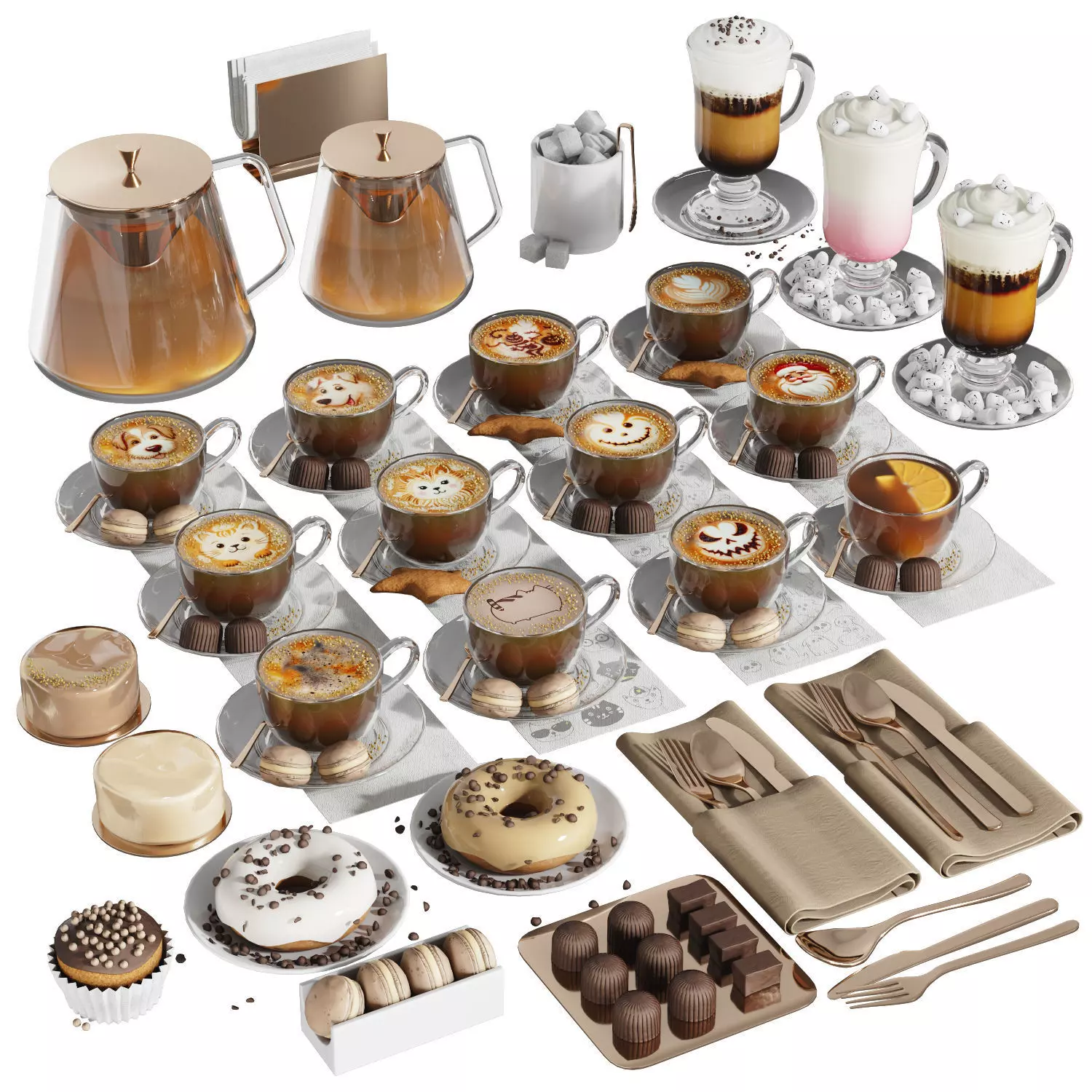 Tableware settings for cafes restaurants and cafeteria 3 3D model