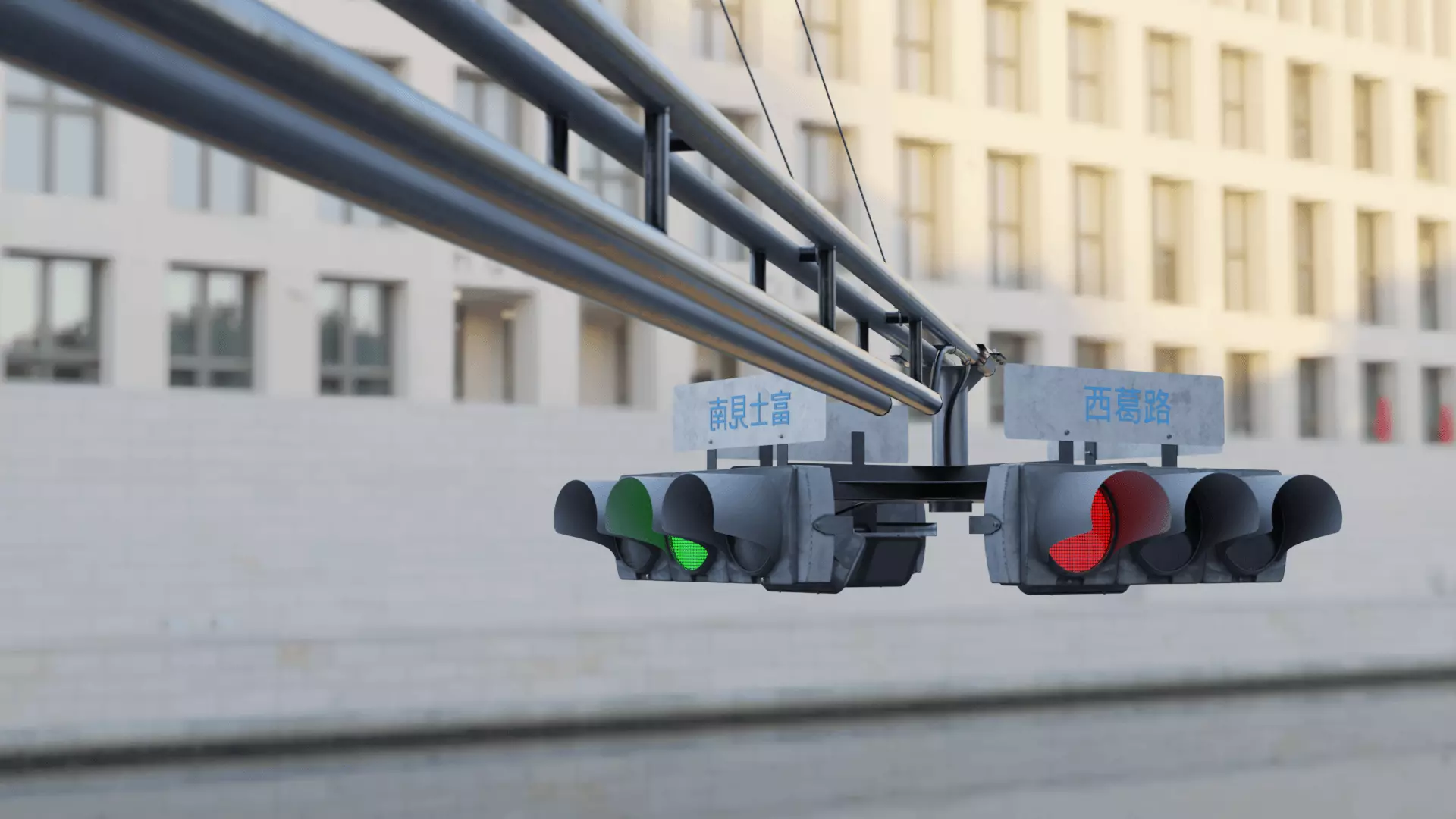 Traffic Light Intersection 3D model_0