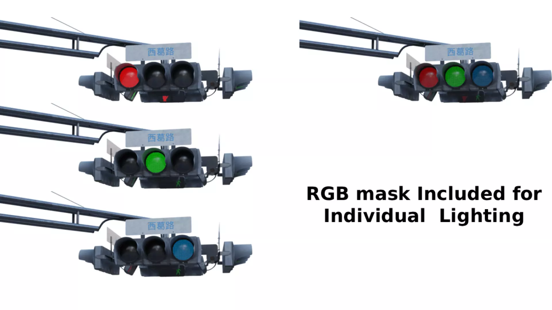 Traffic Light Intersection 3D model_4