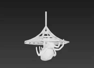 Dark Black Spider Hugging Gray Web 3D Model 3D print model_2