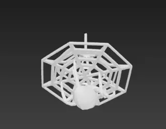 Dark Black Spider Hugging Gray Web 3D Model 3D print model_5