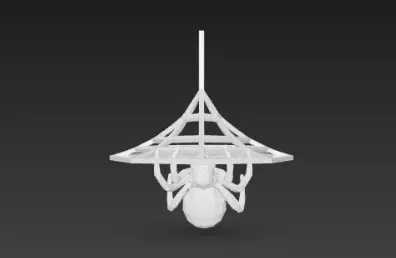 Dark Black Spider Hugging Gray Web 3D Model 3D print model_1