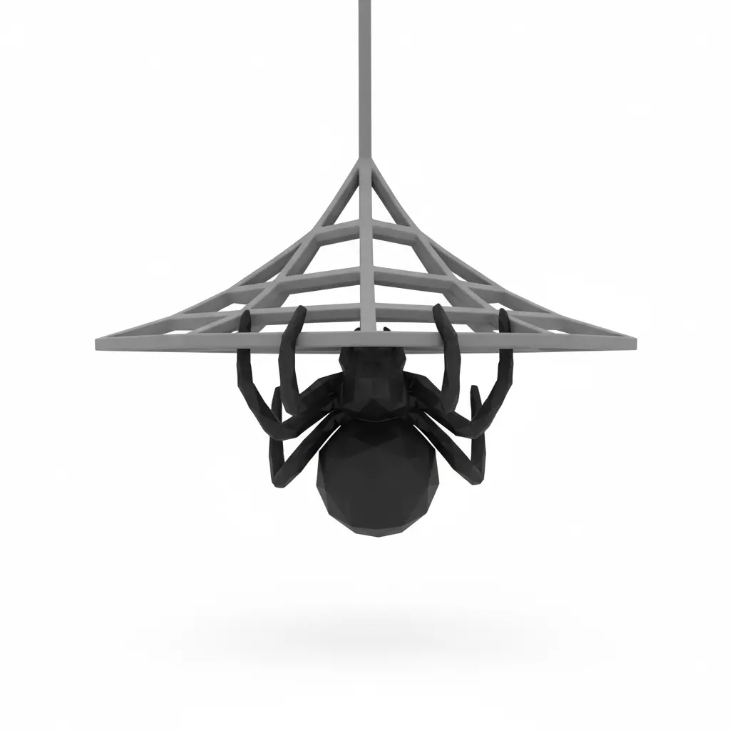Dark Black Spider Hugging Gray Web 3D Model 3D print model_0
