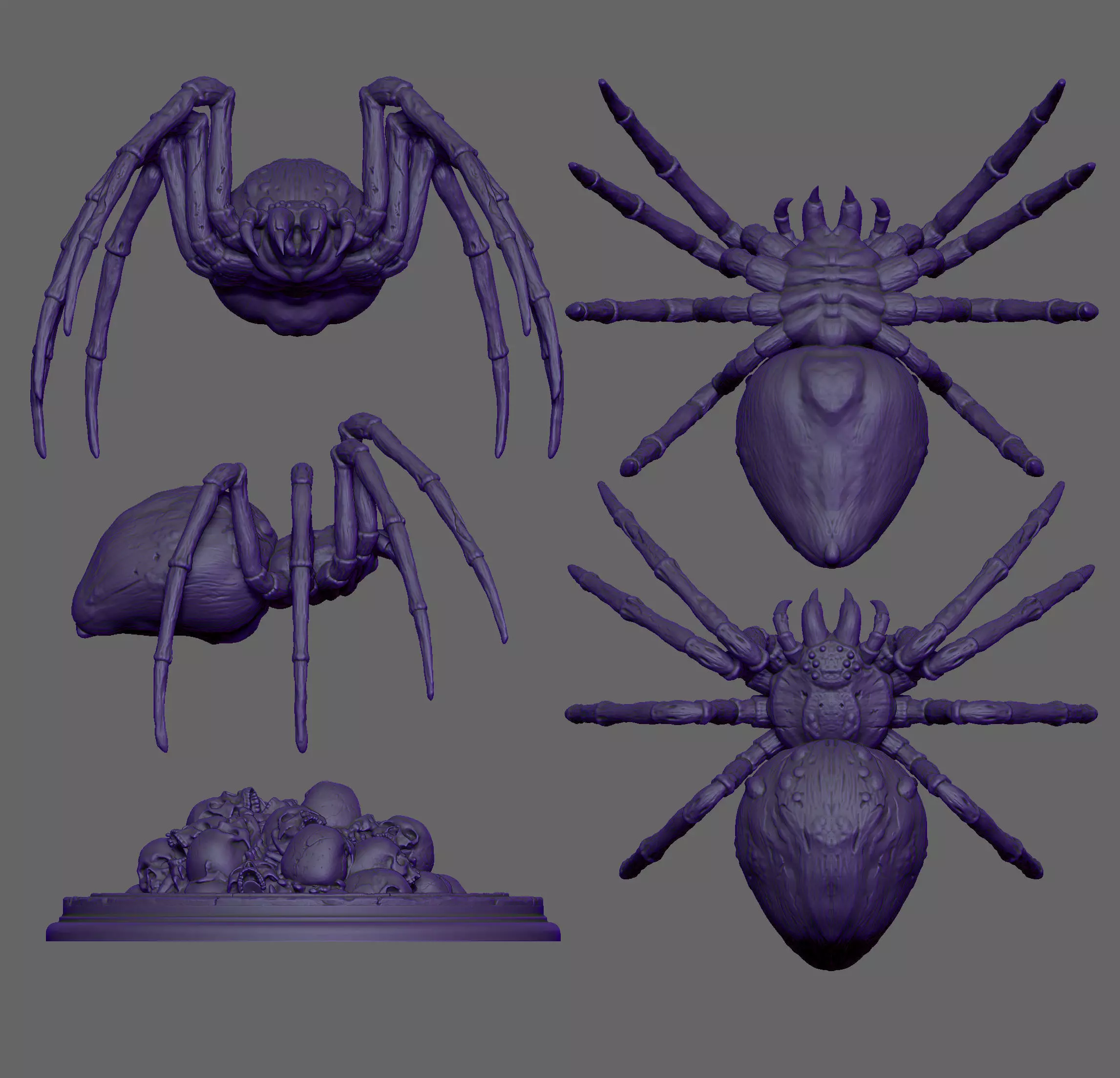 Spider Skull Pile 3D print model_7