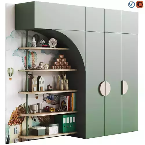 Modern kids storage wall unit