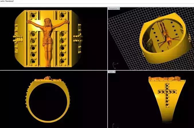 jesus christ  cross gold silver ring