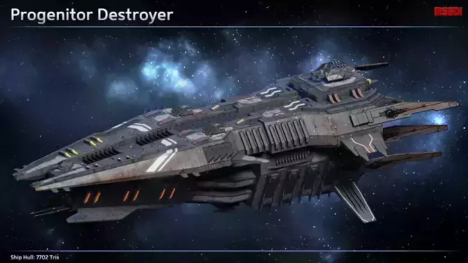 Spaceship Progenitor Destroyer Low-poly 3D model