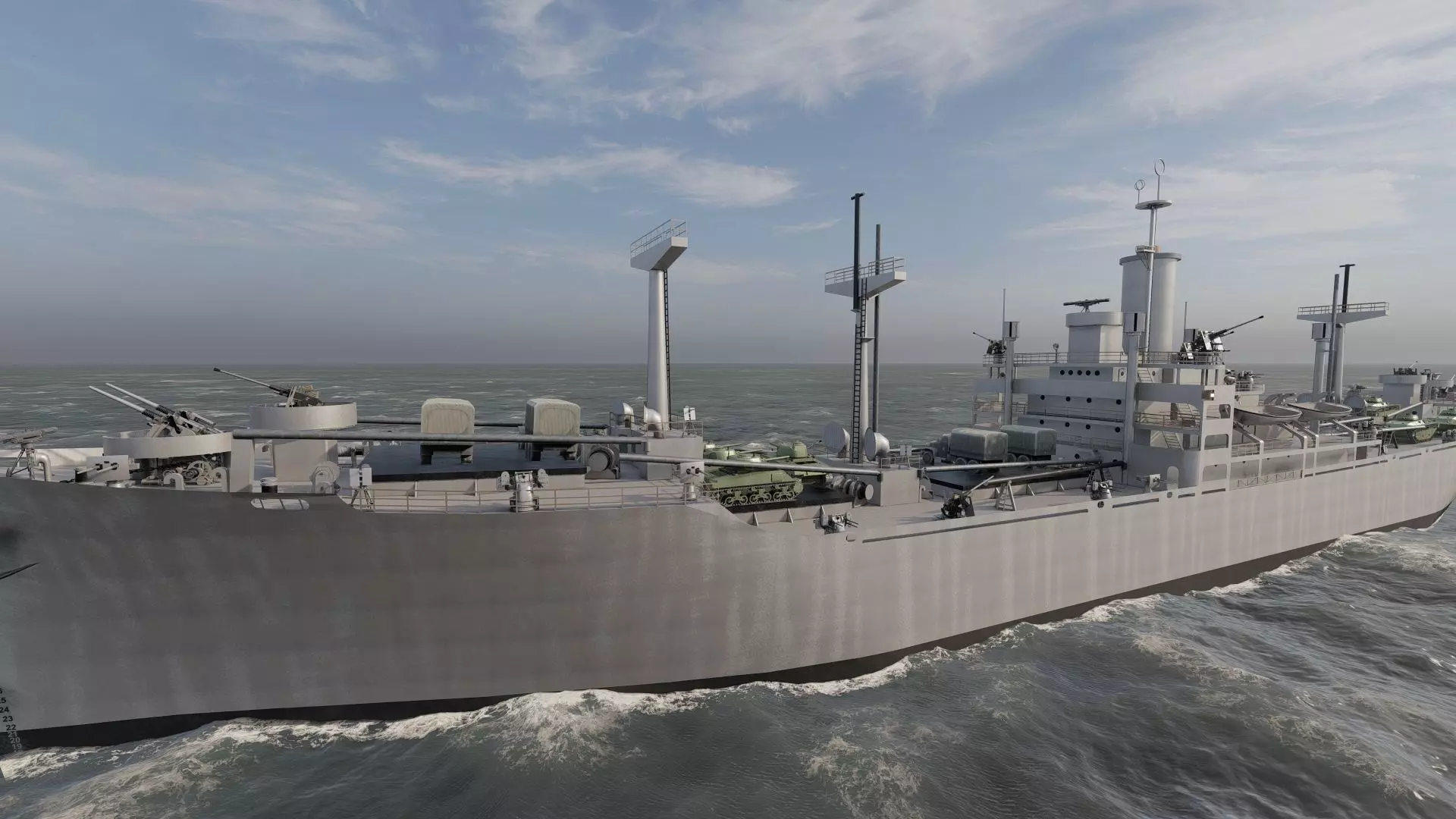 WW2 US NAVY LIBERTY CLASS CARGO SHIP 3D model_9