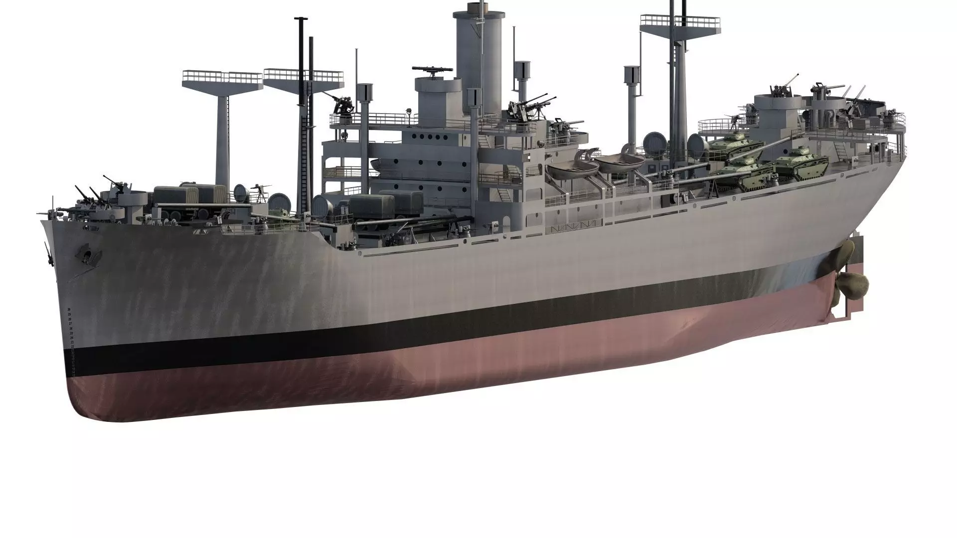 WW2 US NAVY LIBERTY CLASS CARGO SHIP 3D model_0