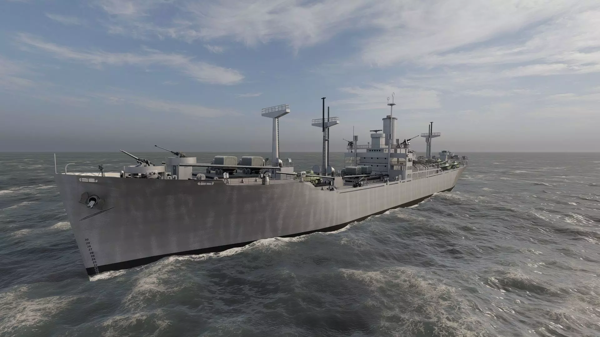 WW2 US NAVY LIBERTY CLASS CARGO SHIP 3D model_8