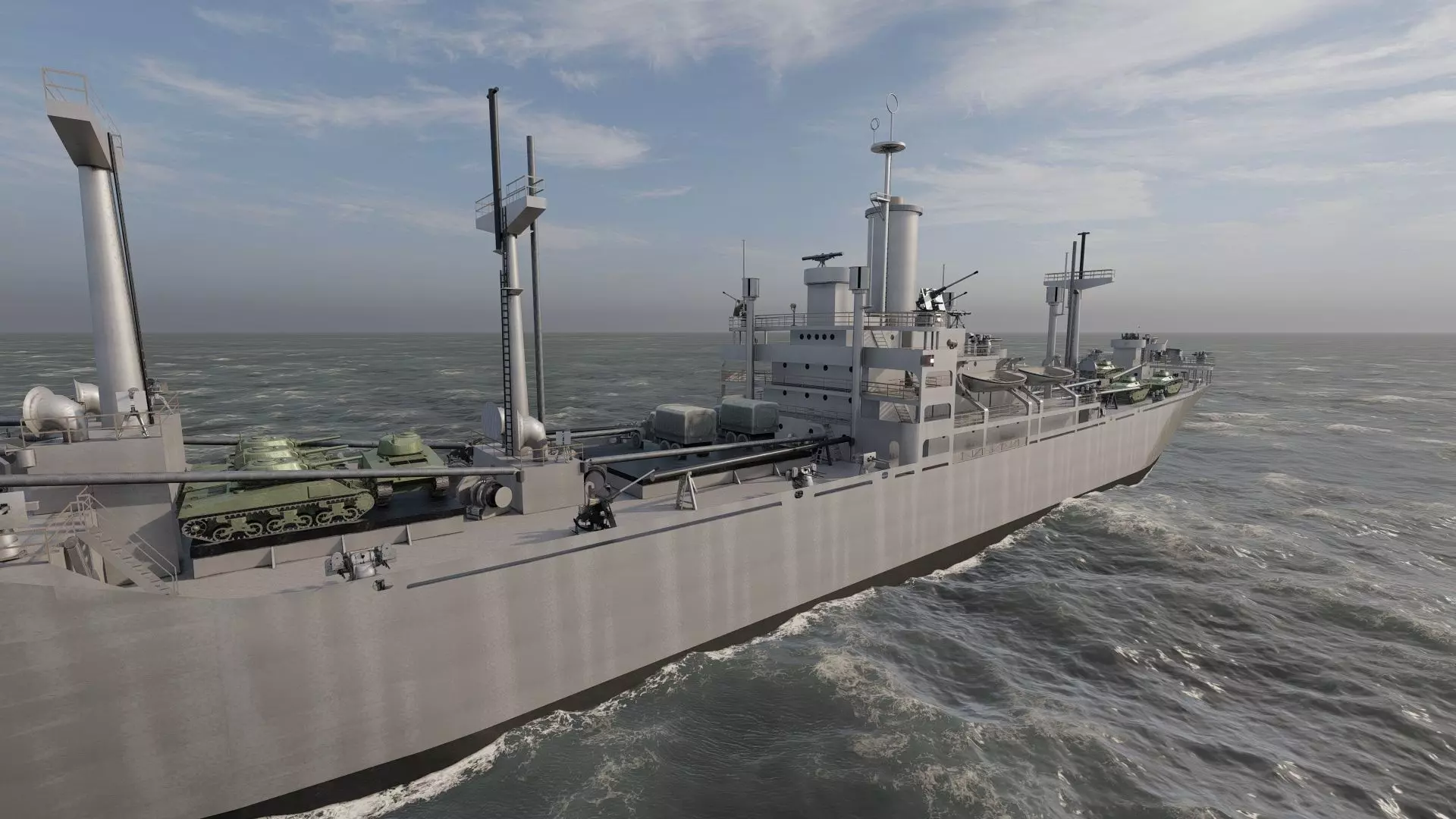 WW2 US NAVY LIBERTY CLASS CARGO SHIP 3D model_10