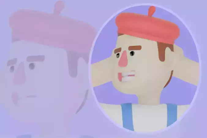 Stylized 3D Male Painter Character - Cartoon Artist Relax 