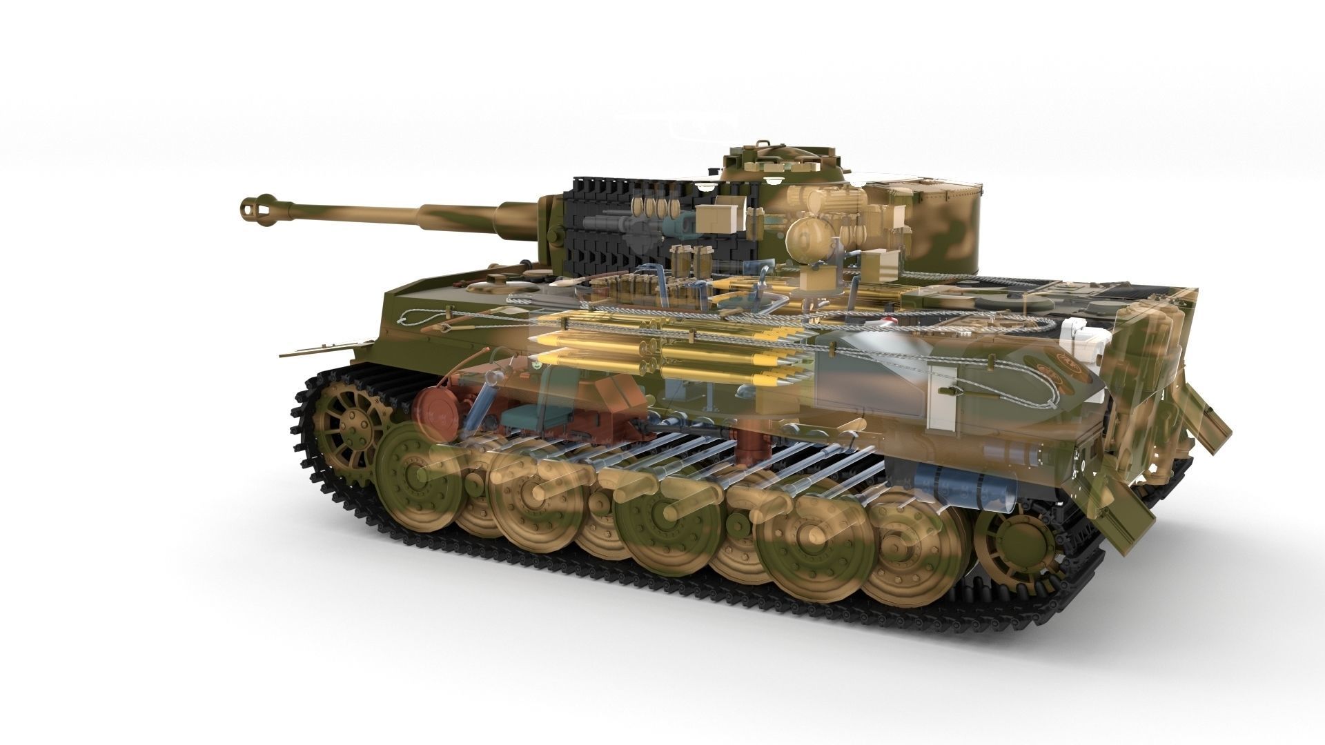 Fully built Panzer Tiger Tank Late 1944 v2 Firing 3D model_57