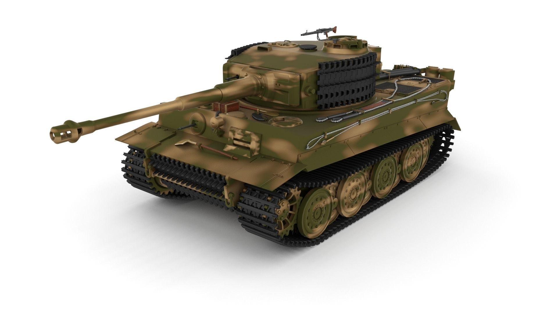 Fully built Panzer Tiger Tank Late 1944 v2 Firing 3D model_47