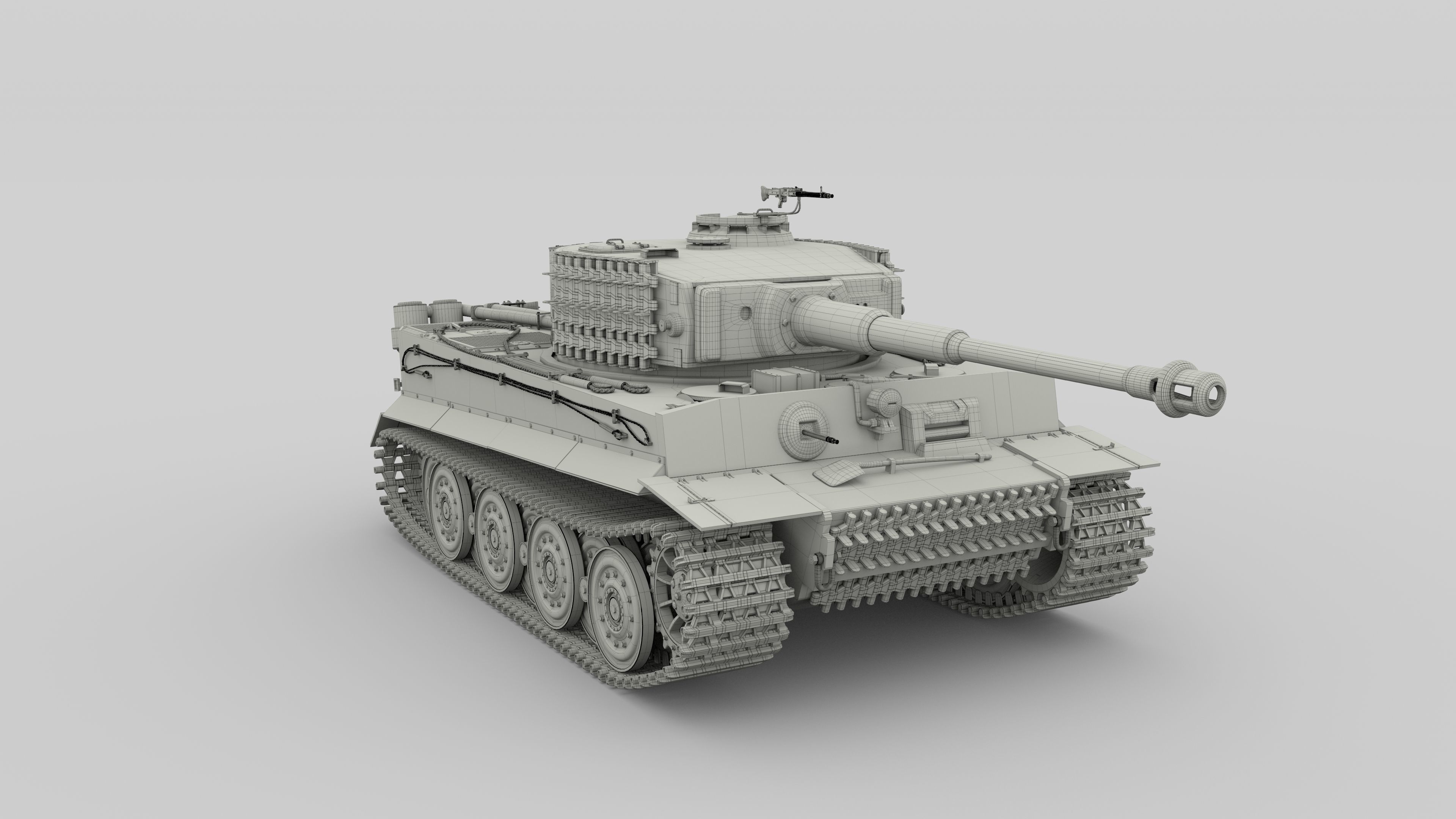 Fully built Panzer Tiger Tank Late 1944 v2 Firing 3D model_16