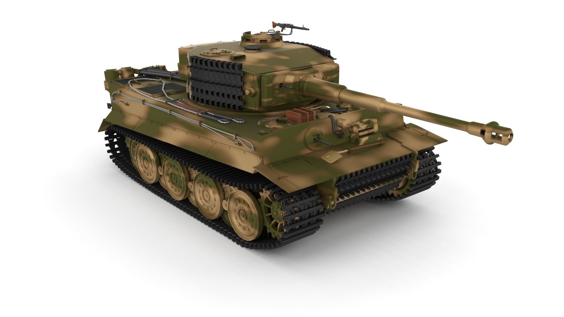 Fully built Panzer Tiger Tank Late 1944 v2 Firing 3D model_29