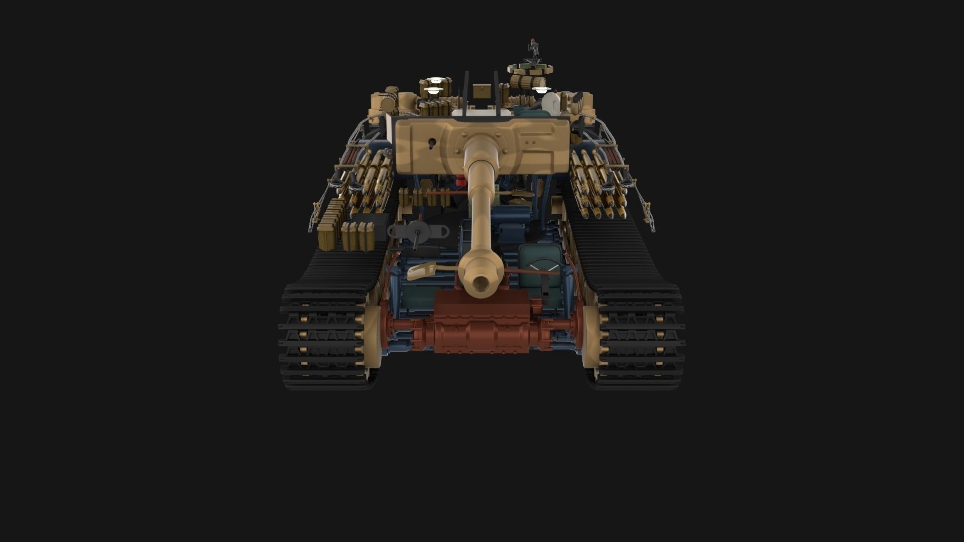 Fully built Panzer Tiger Tank Late 1944 v2 Firing 3D model_58