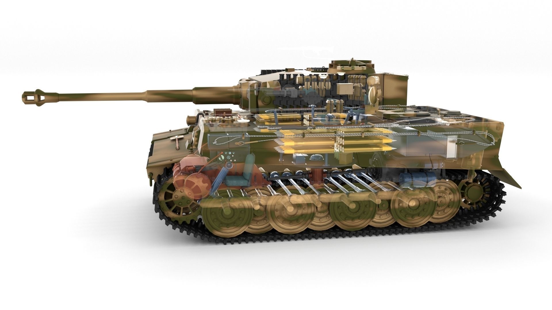 Fully built Panzer Tiger Tank Late 1944 v2 Firing 3D model_24