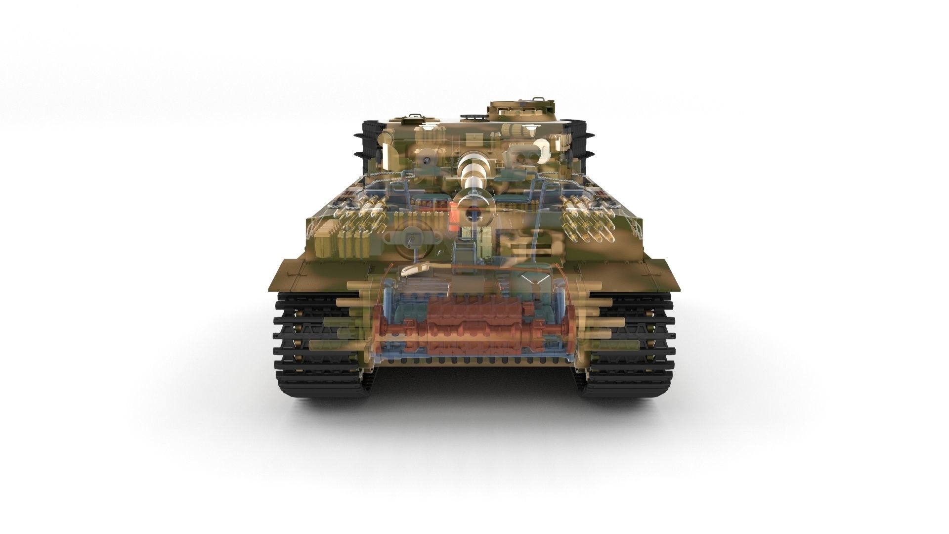 Fully built Panzer Tiger Tank Late 1944 v2 Firing 3D model_30