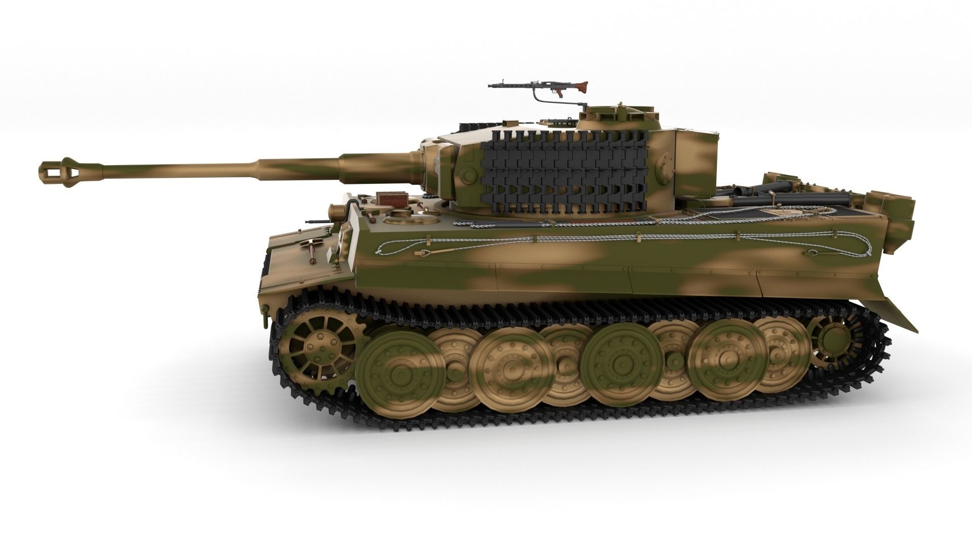 Fully built Panzer Tiger Tank Late 1944 v2 Firing 3D model_8