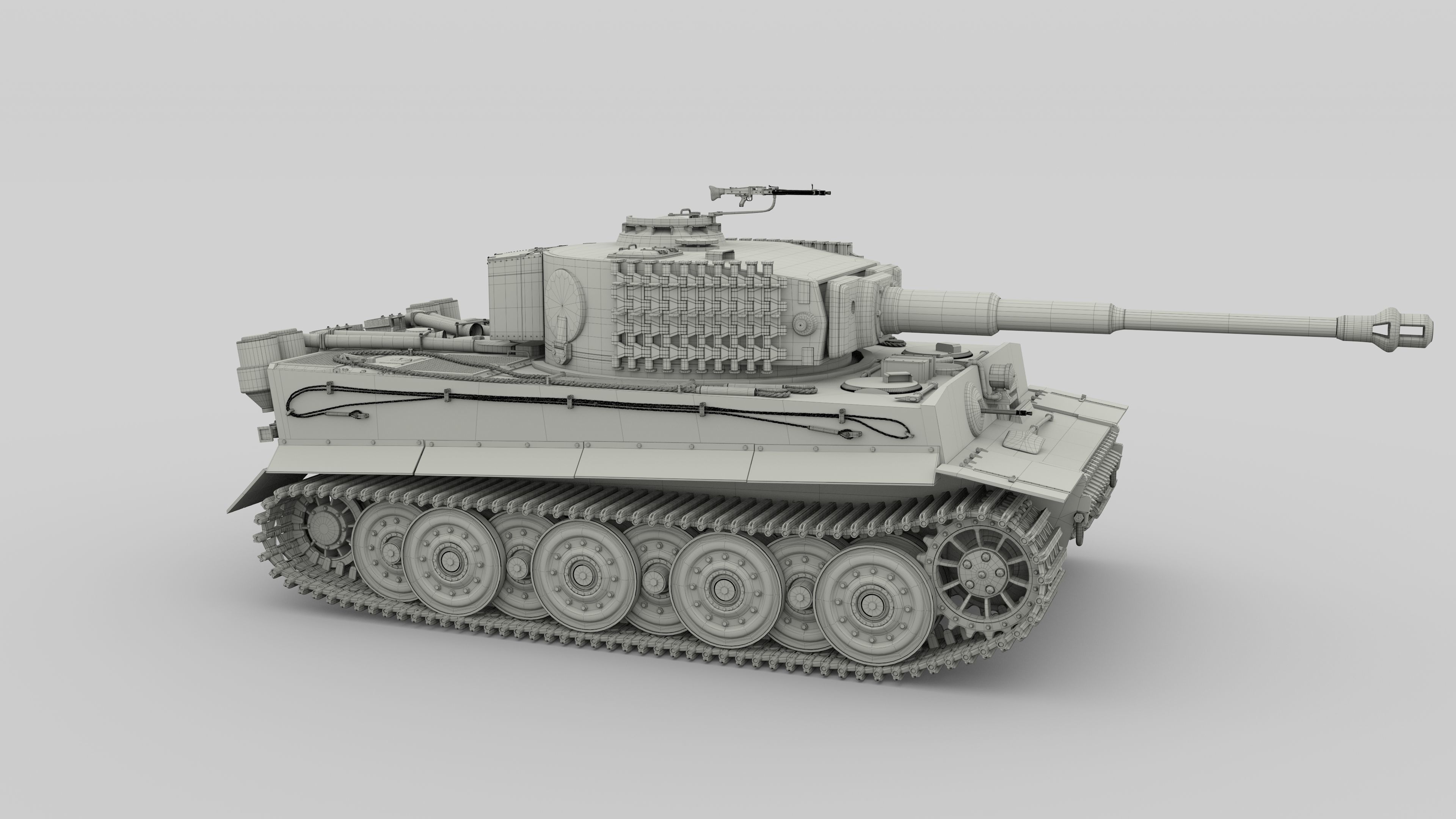 Fully built Panzer Tiger Tank Late 1944 v2 Firing 3D model_86