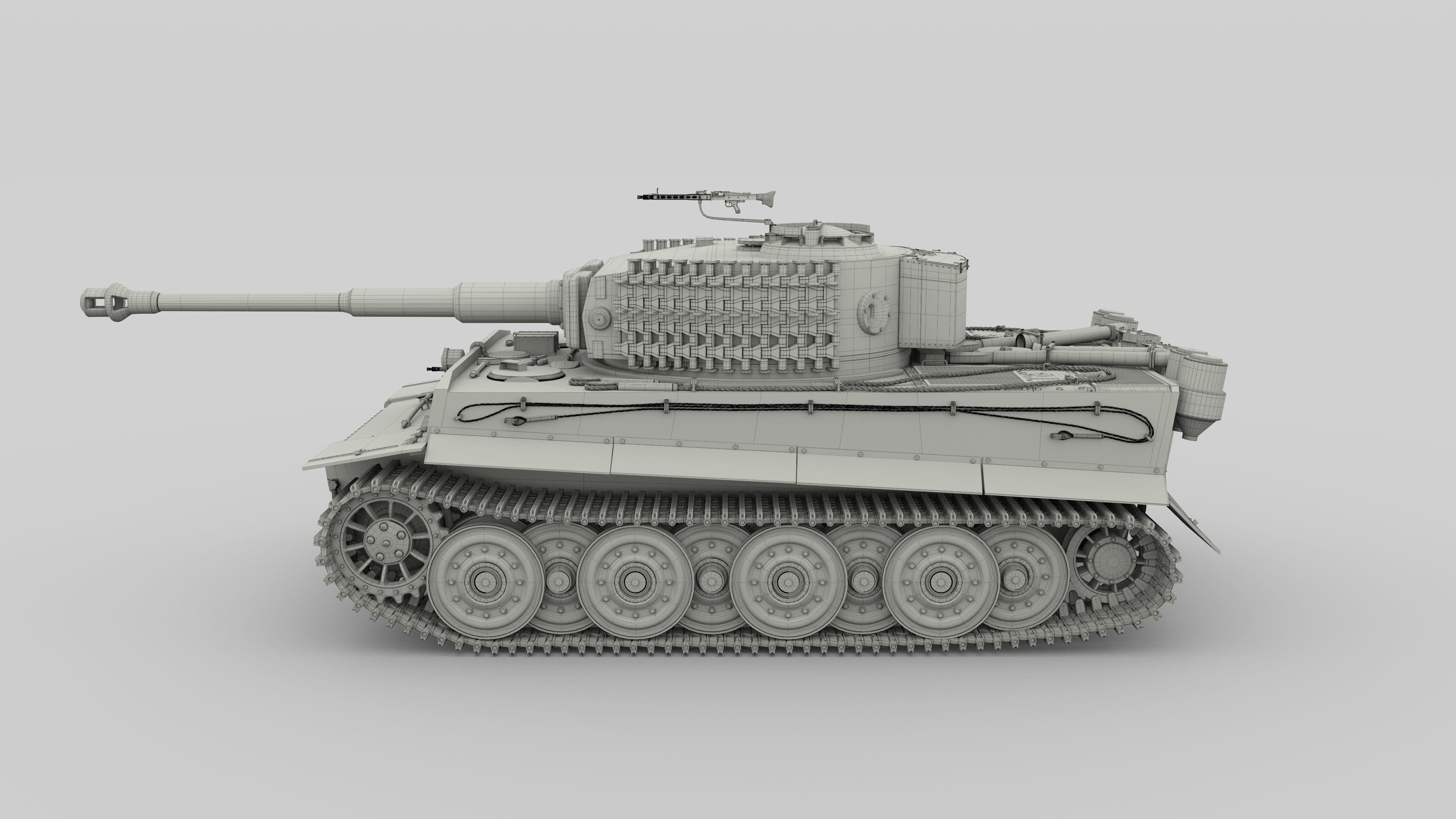 Fully built Panzer Tiger Tank Late 1944 v2 Firing 3D model_31