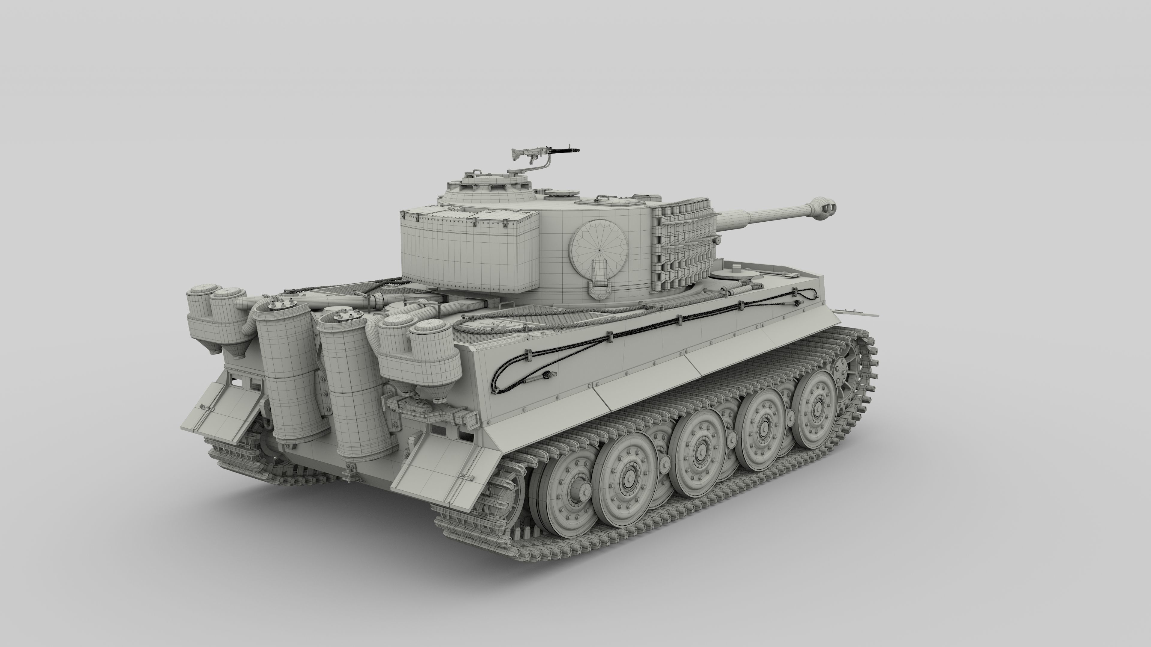 Fully built Panzer Tiger Tank Late 1944 v2 Firing 3D model_85