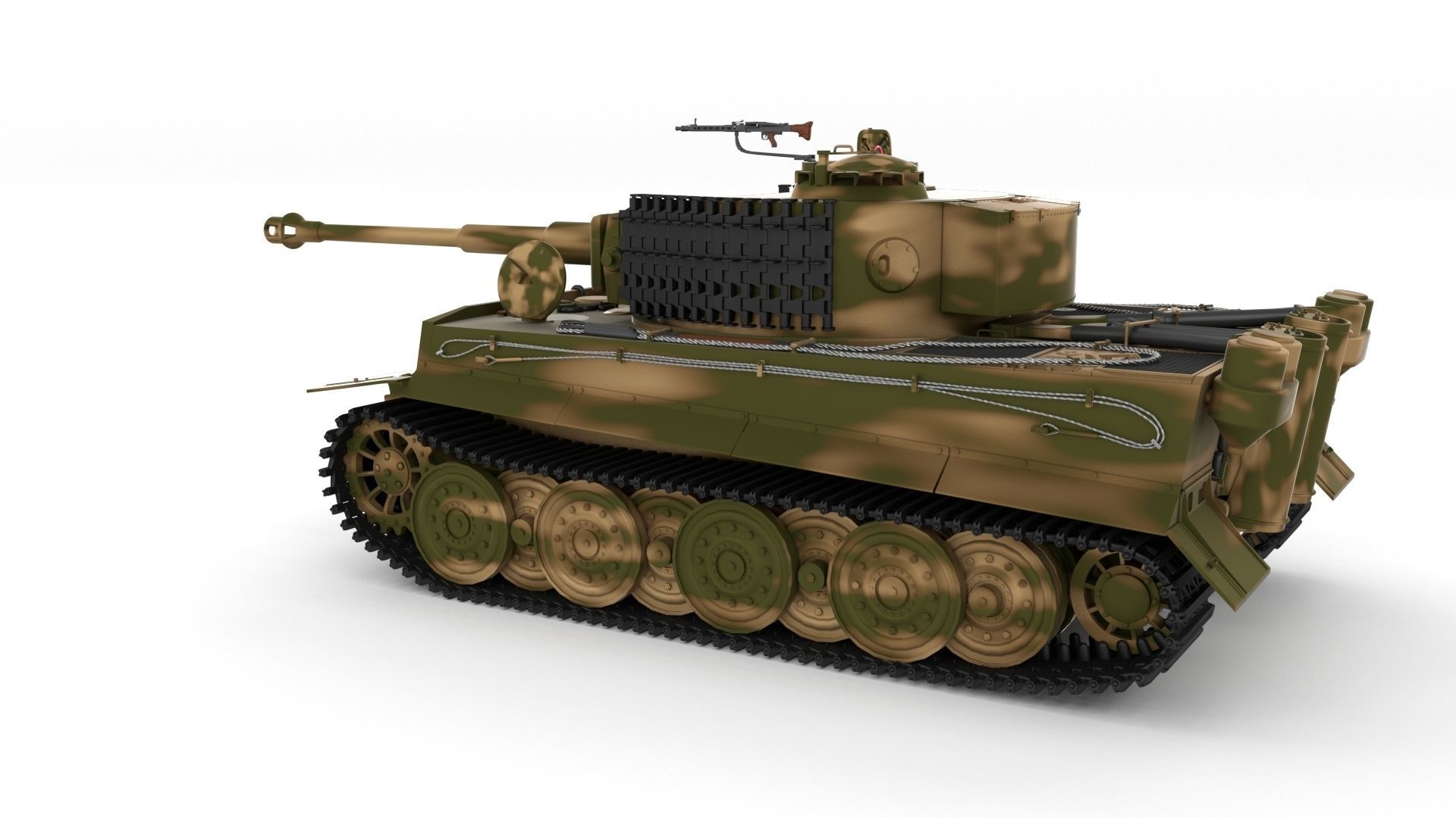 Fully built Panzer Tiger Tank Late 1944 v2 Firing 3D model_69