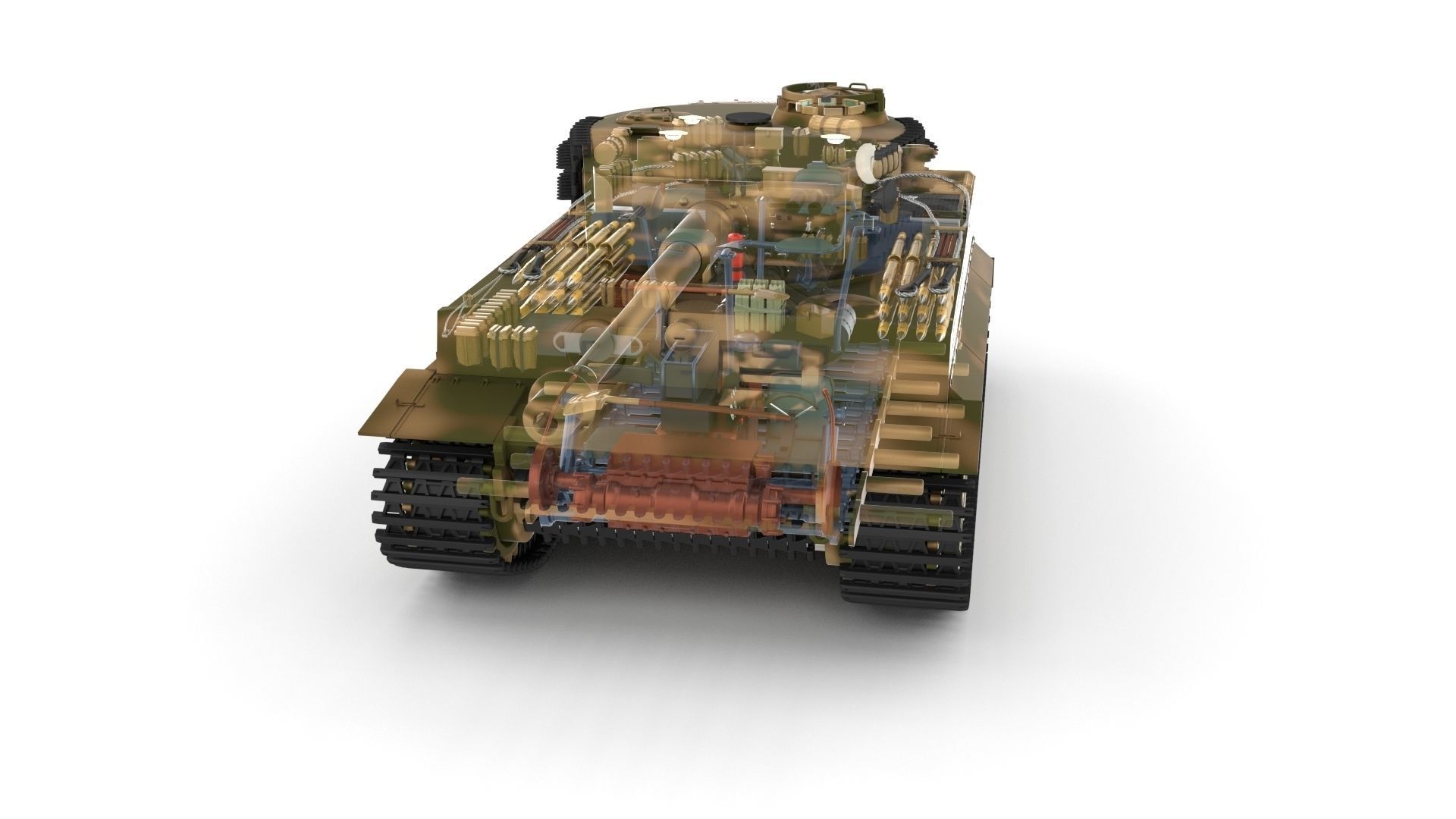 Fully built Panzer Tiger Tank Late 1944 v2 Firing 3D model_41