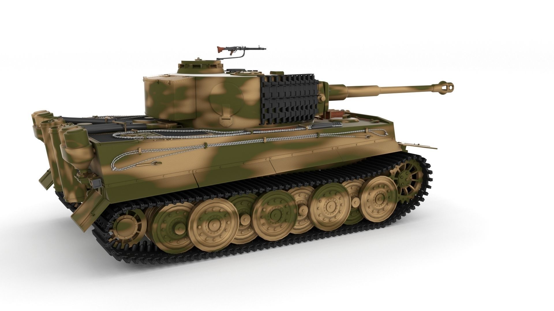 Fully built Panzer Tiger Tank Late 1944 v2 Firing 3D model_7