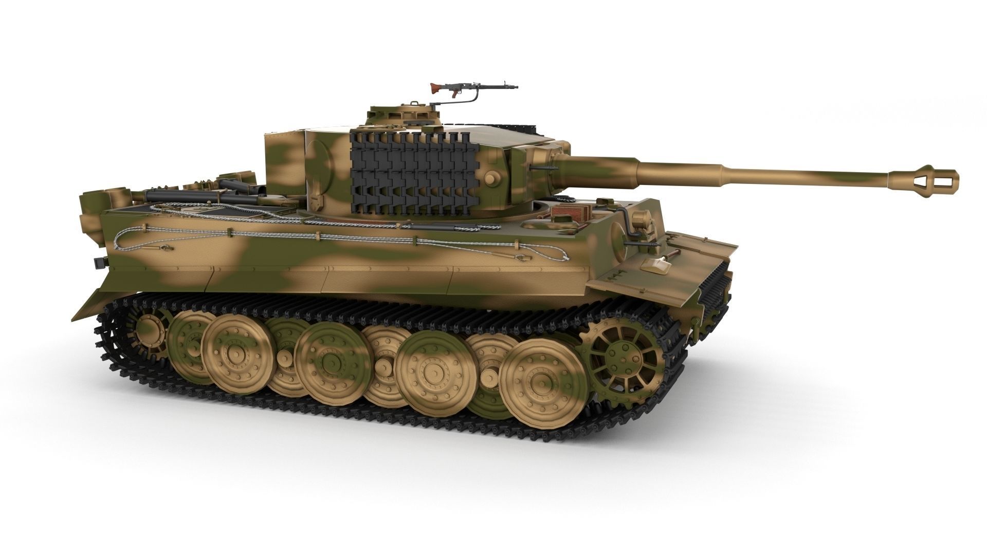 Fully built Panzer Tiger Tank Late 1944 v2 Firing 3D model_5