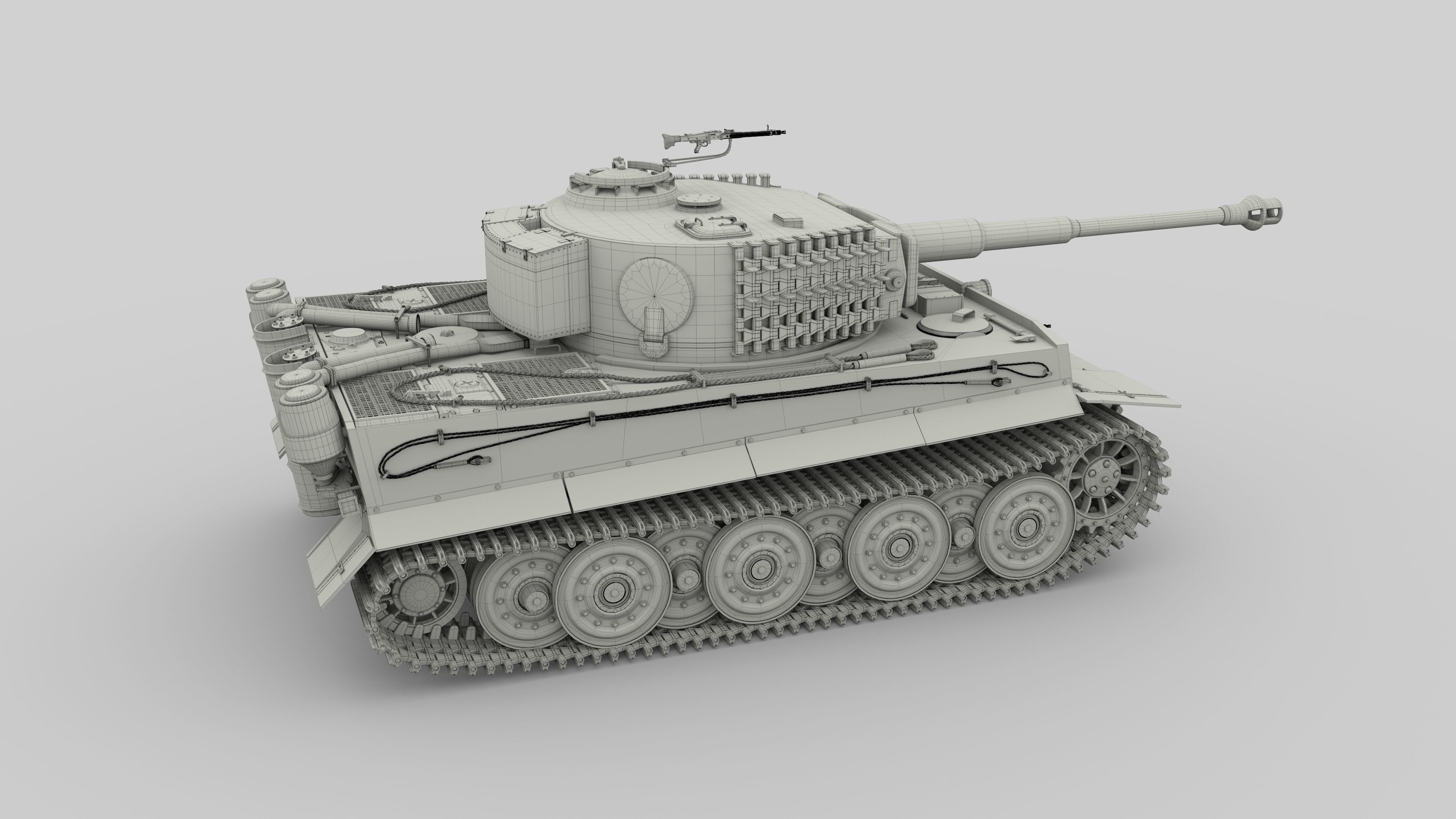 Fully built Panzer Tiger Tank Late 1944 v2 Firing 3D model_91
