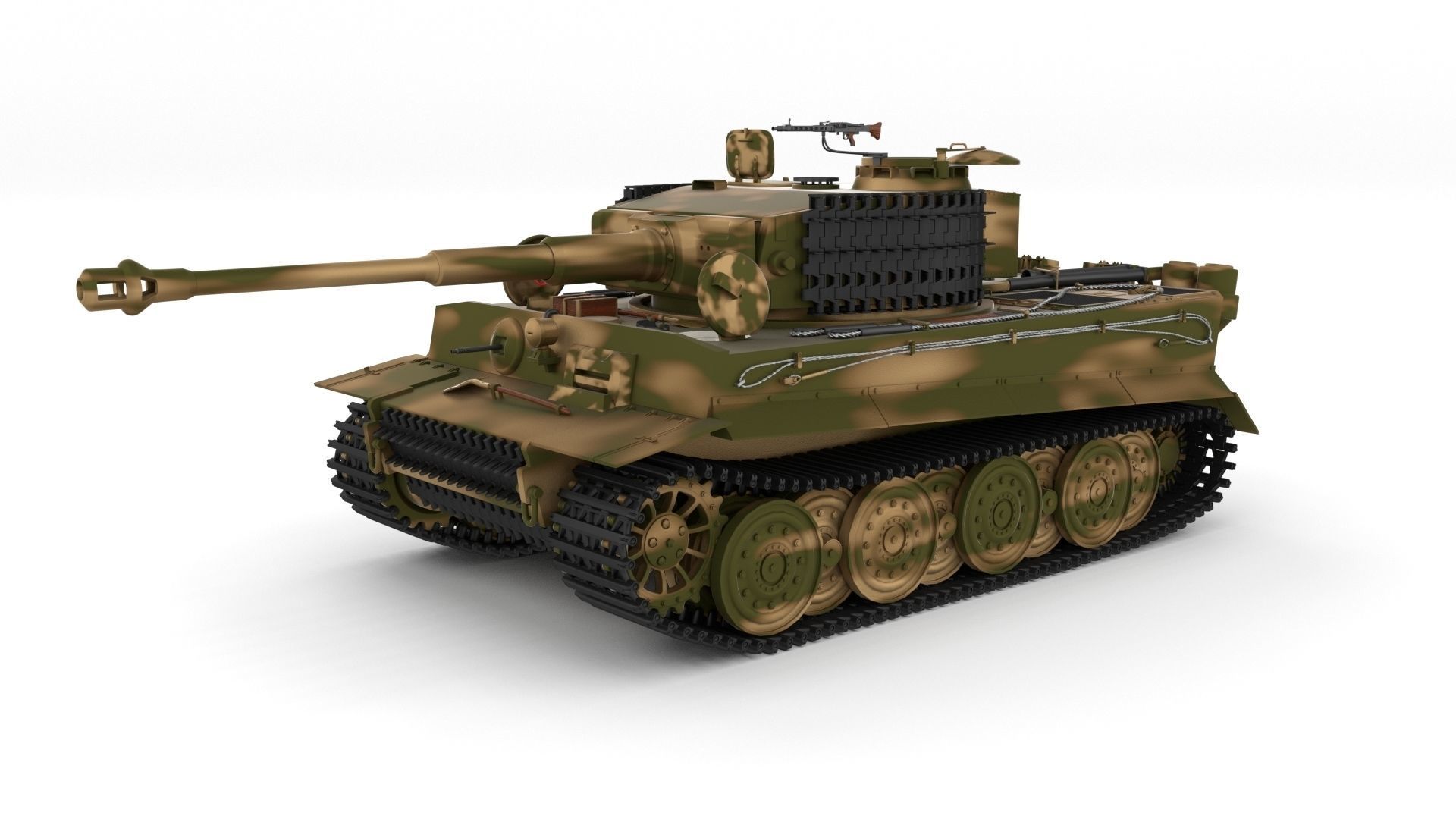 Fully built Panzer Tiger Tank Late 1944 v2 Firing 3D model_45
