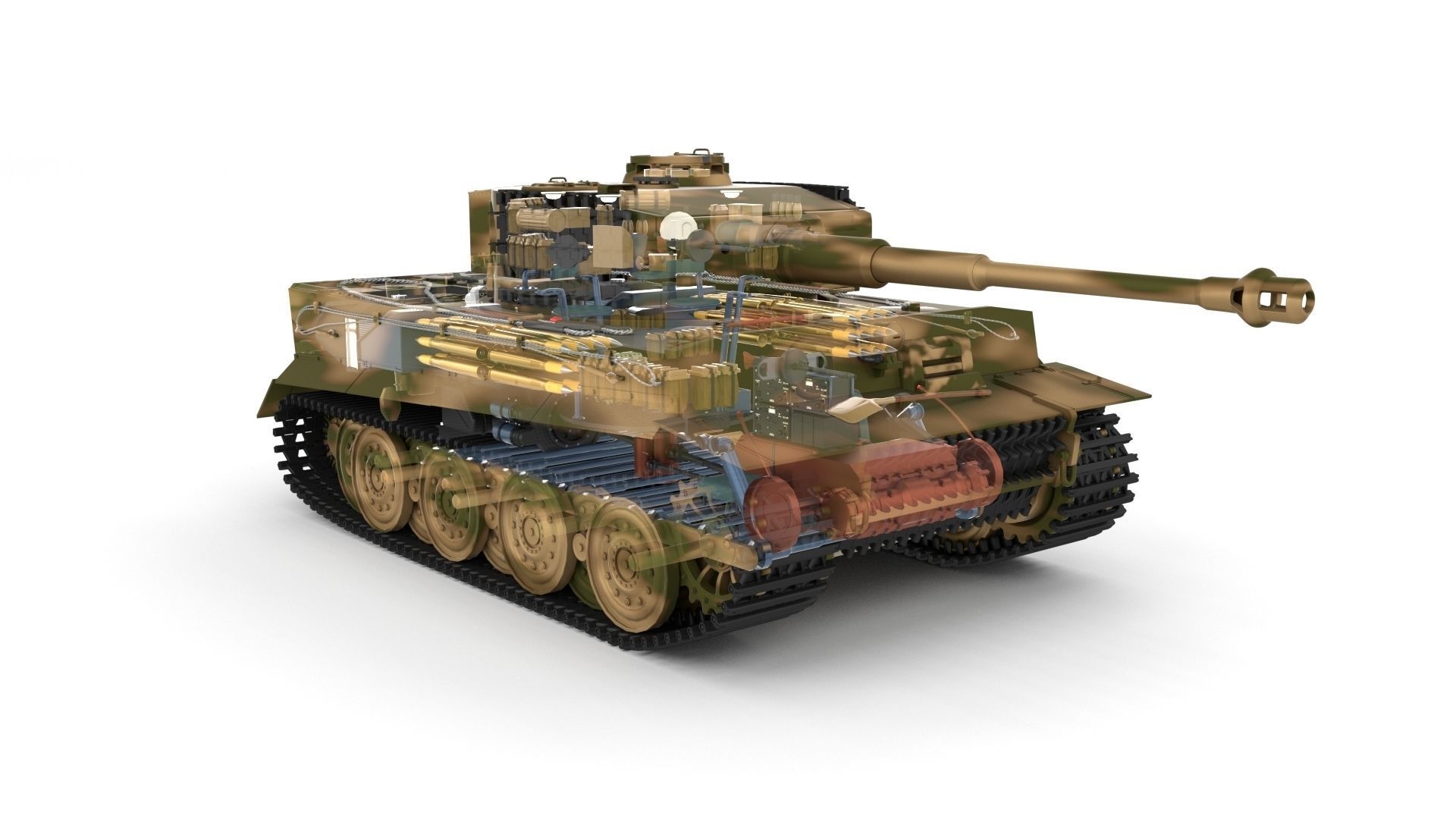 Fully built Panzer Tiger Tank Late 1944 v2 Firing 3D model_50