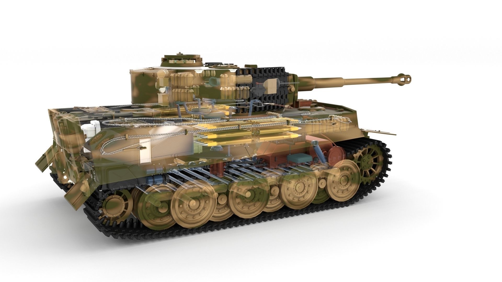 Fully built Panzer Tiger Tank Late 1944 v2 Firing 3D model_74
