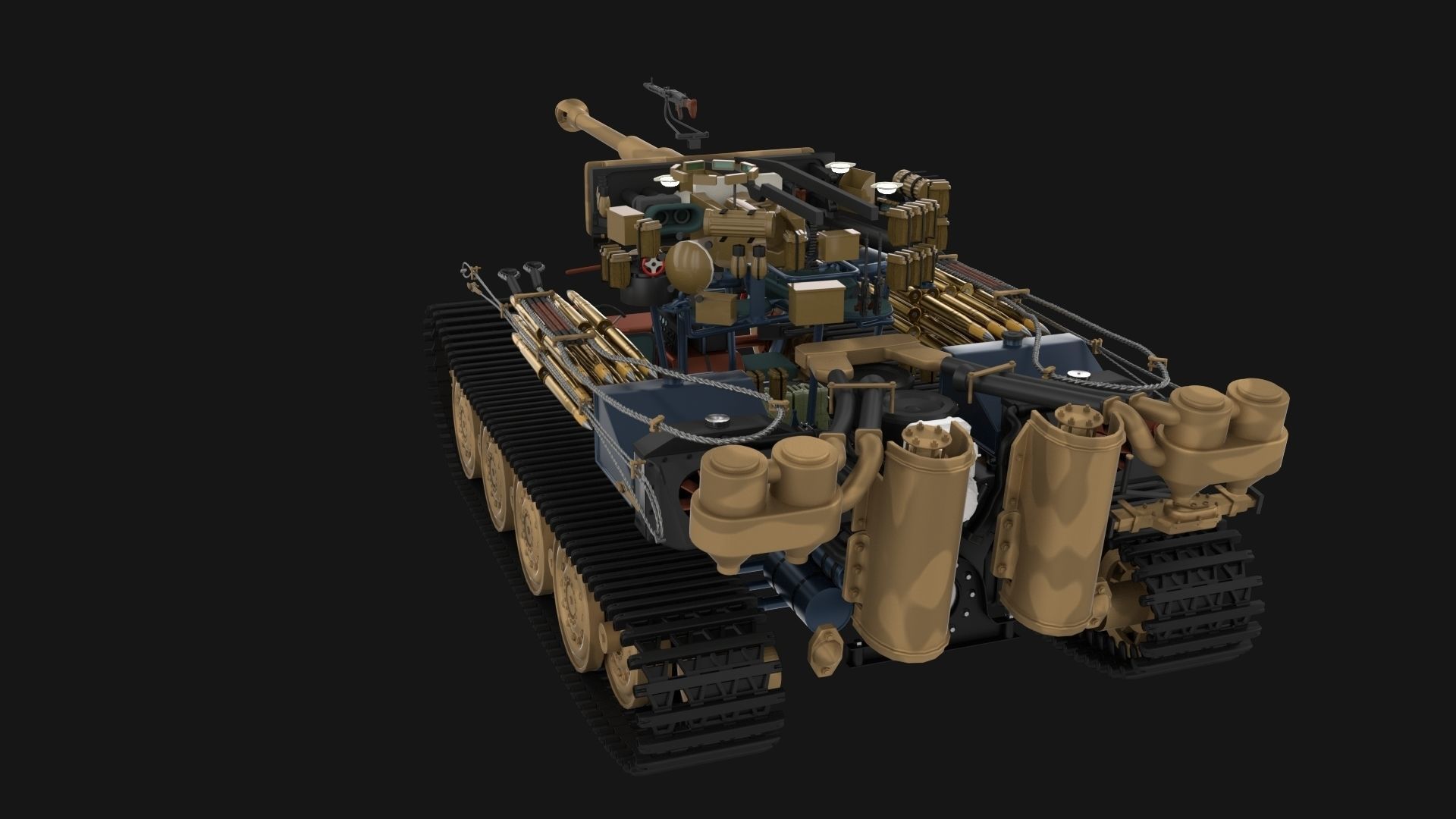 Fully built Panzer Tiger Tank Late 1944 v2 Firing 3D model_90