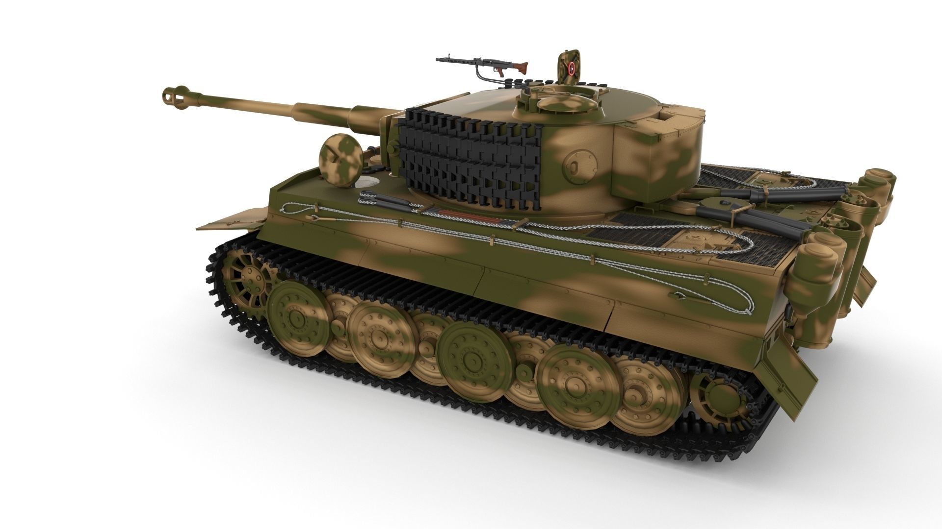 Fully built Panzer Tiger Tank Late 1944 v2 Firing 3D model_28