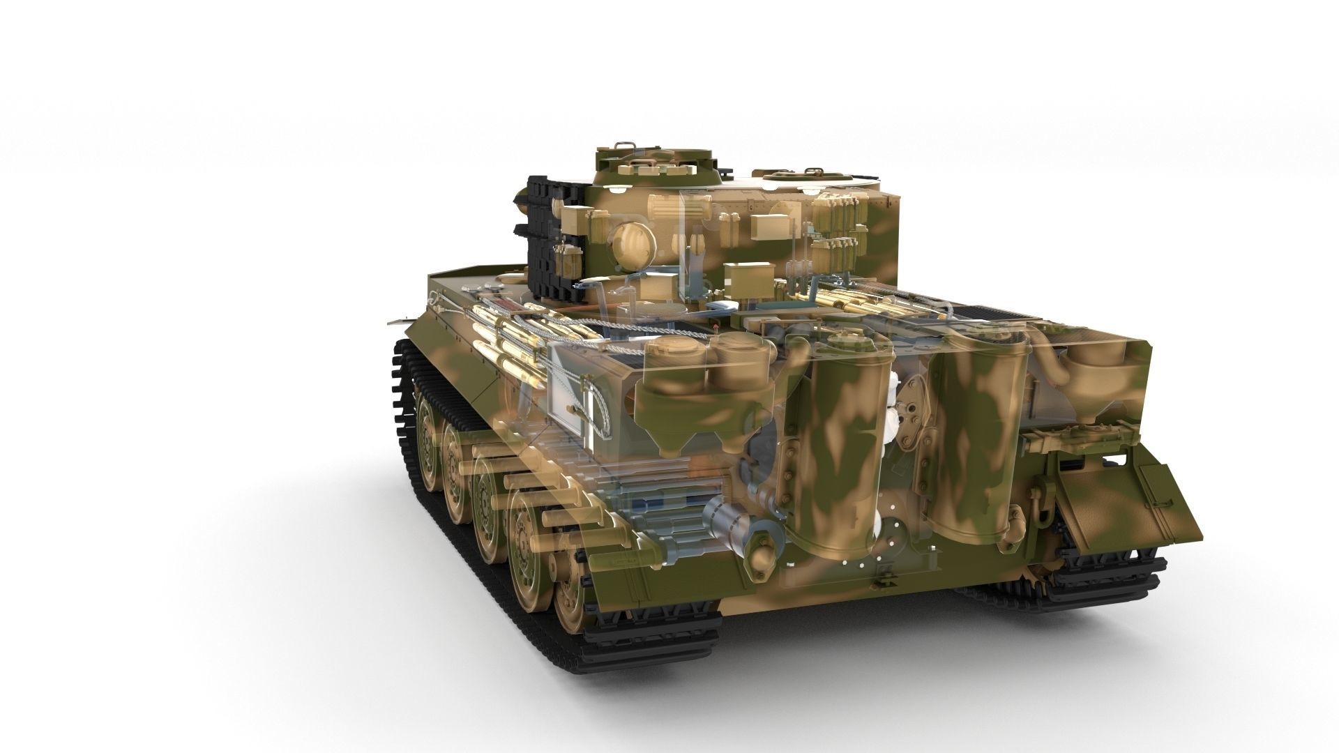 Fully built Panzer Tiger Tank Late 1944 v2 Firing 3D model_42