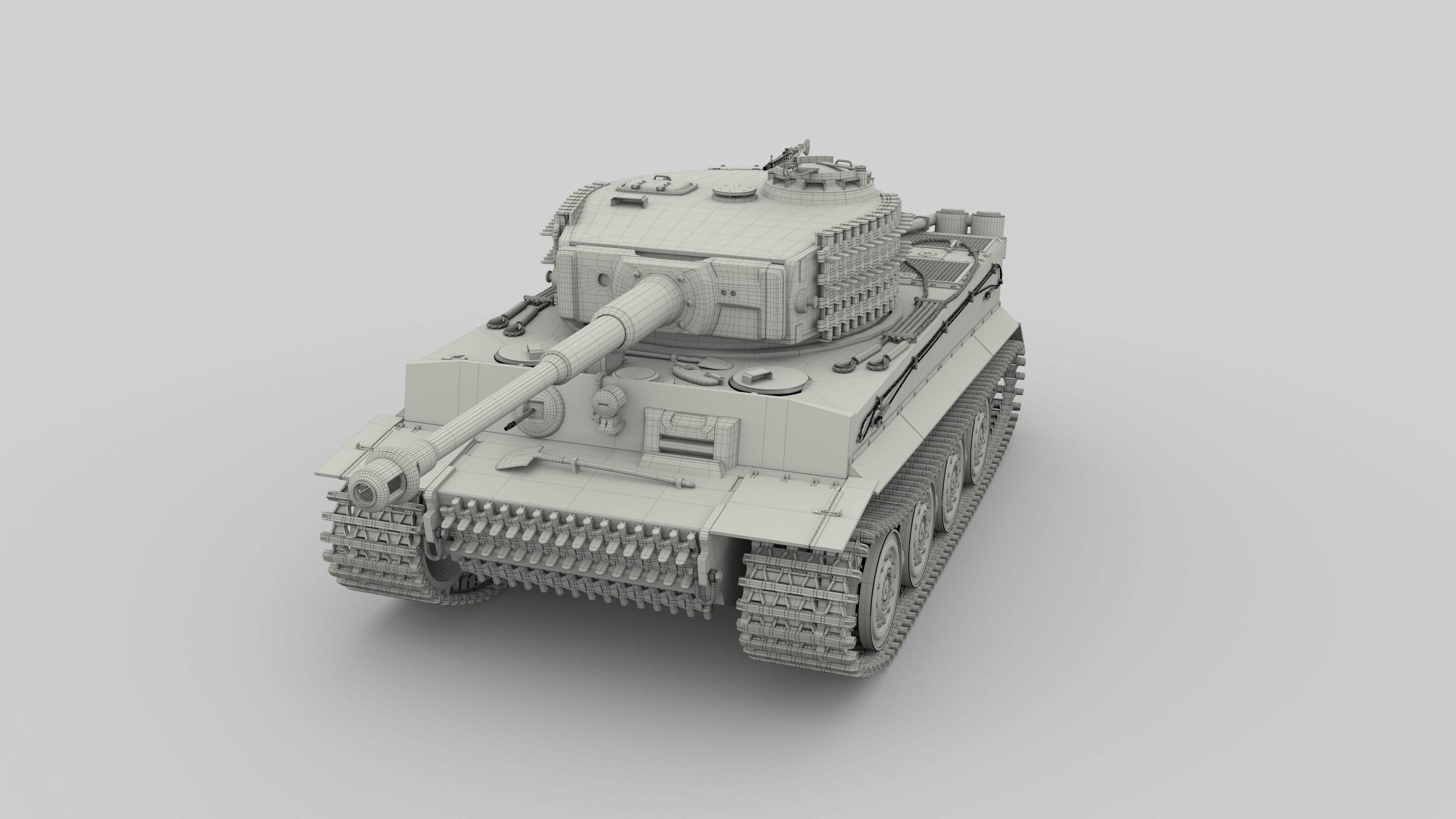 Fully built Panzer Tiger Tank Late 1944 v2 Firing 3D model_39