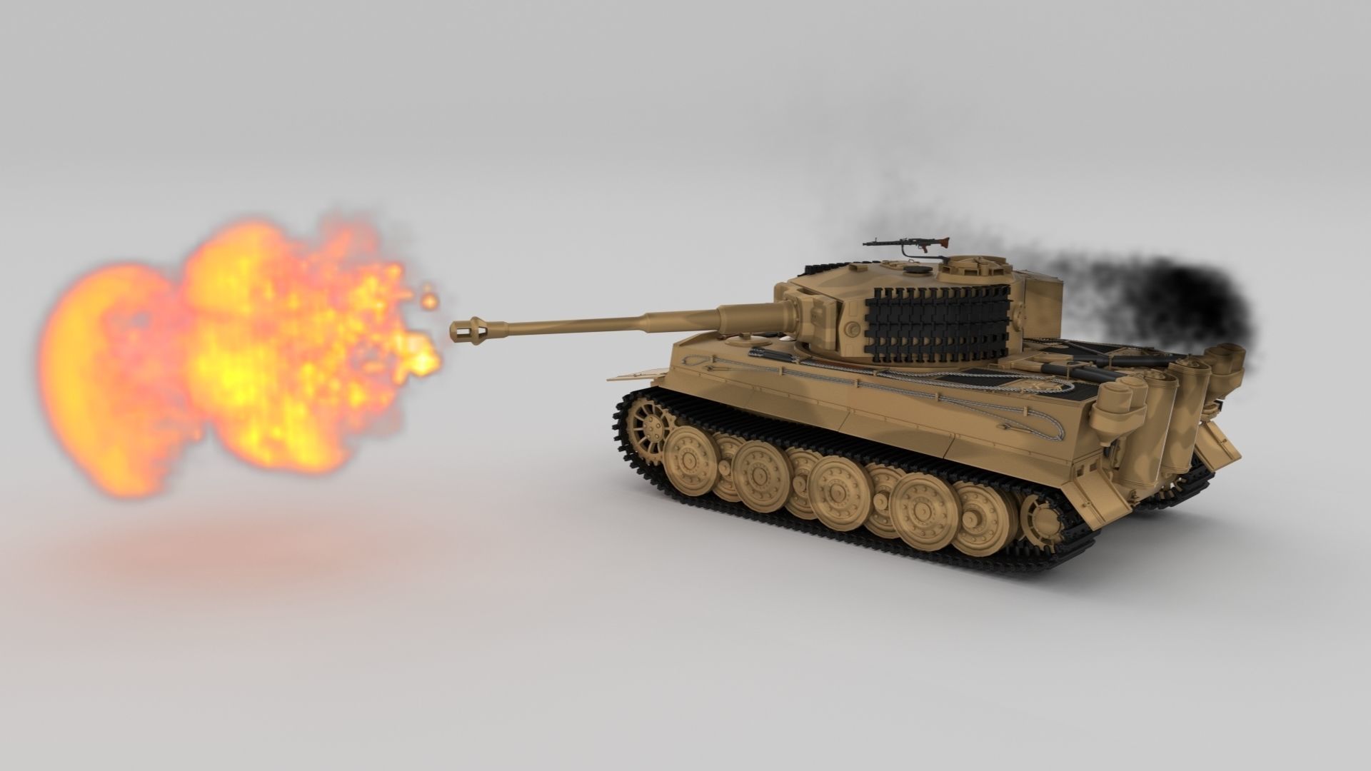 Fully built Panzer Tiger Tank Late 1944 v2 Firing 3D model_1