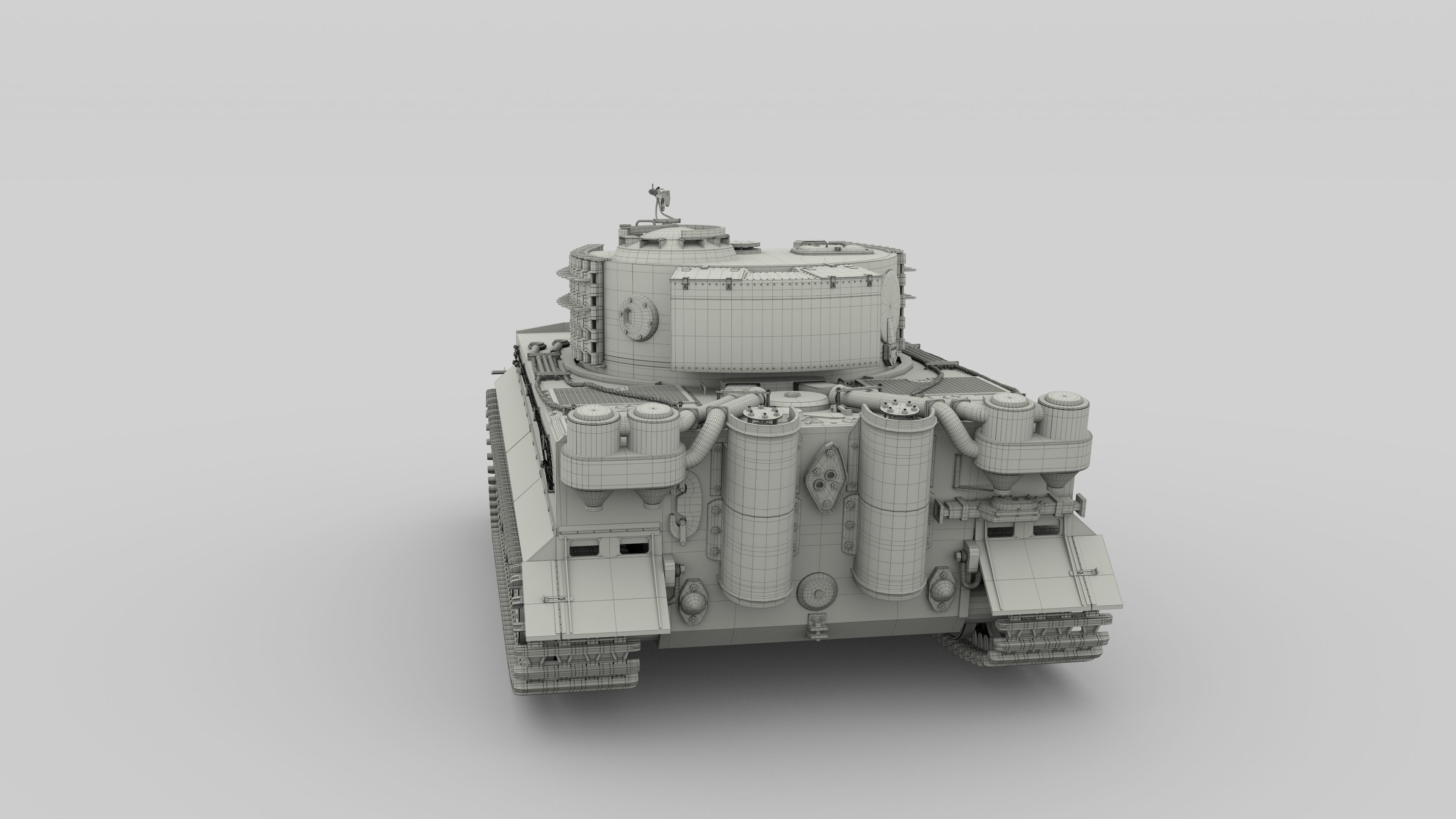 Fully built Panzer Tiger Tank Late 1944 v2 Firing 3D model_79
