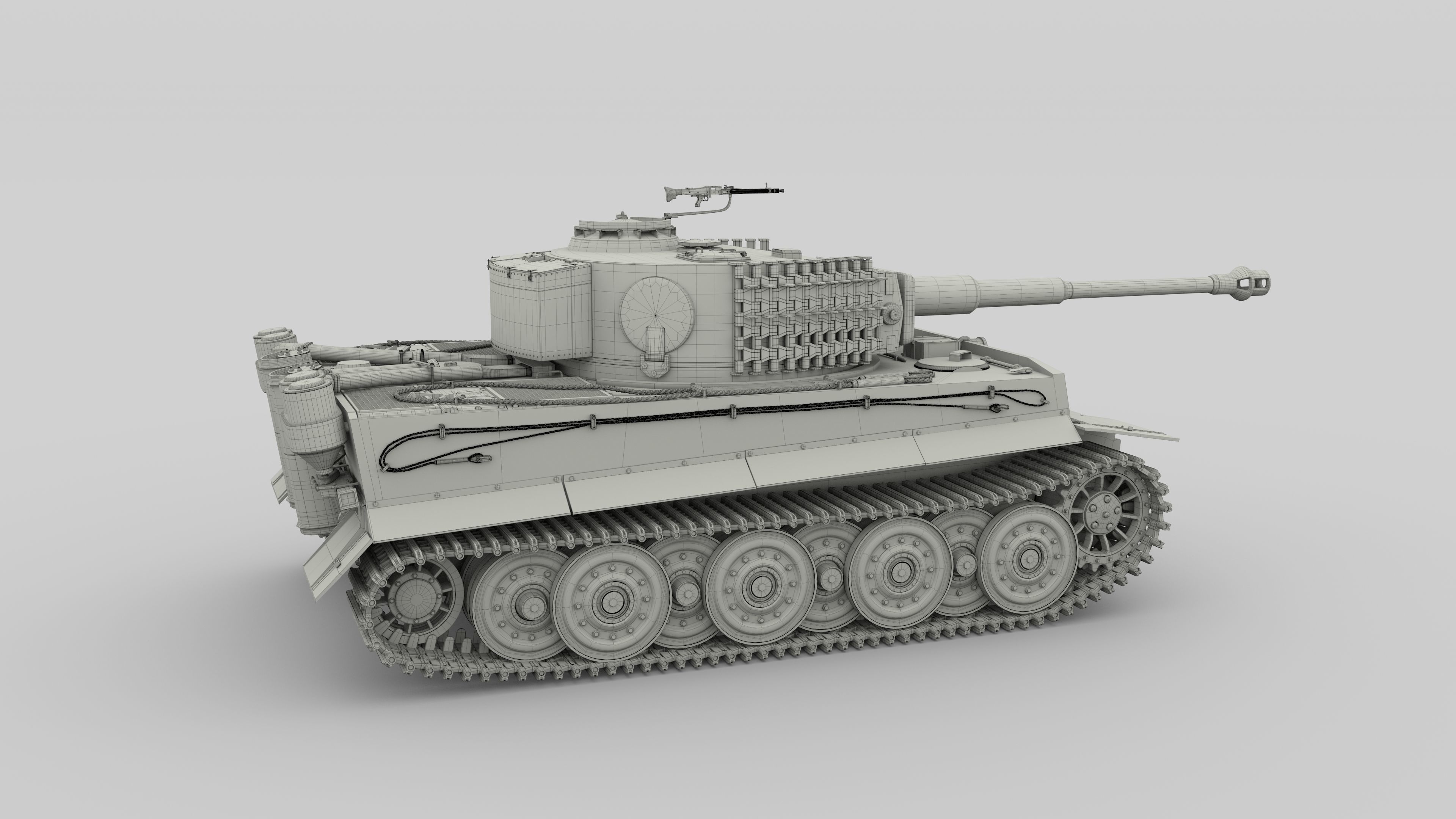 Fully built Panzer Tiger Tank Late 1944 v2 Firing 3D model_53