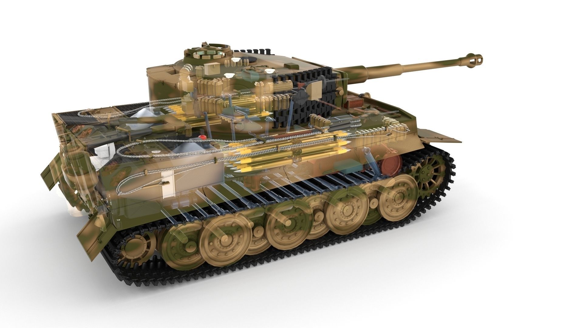 Fully built Panzer Tiger Tank Late 1944 v2 Firing 3D model_34