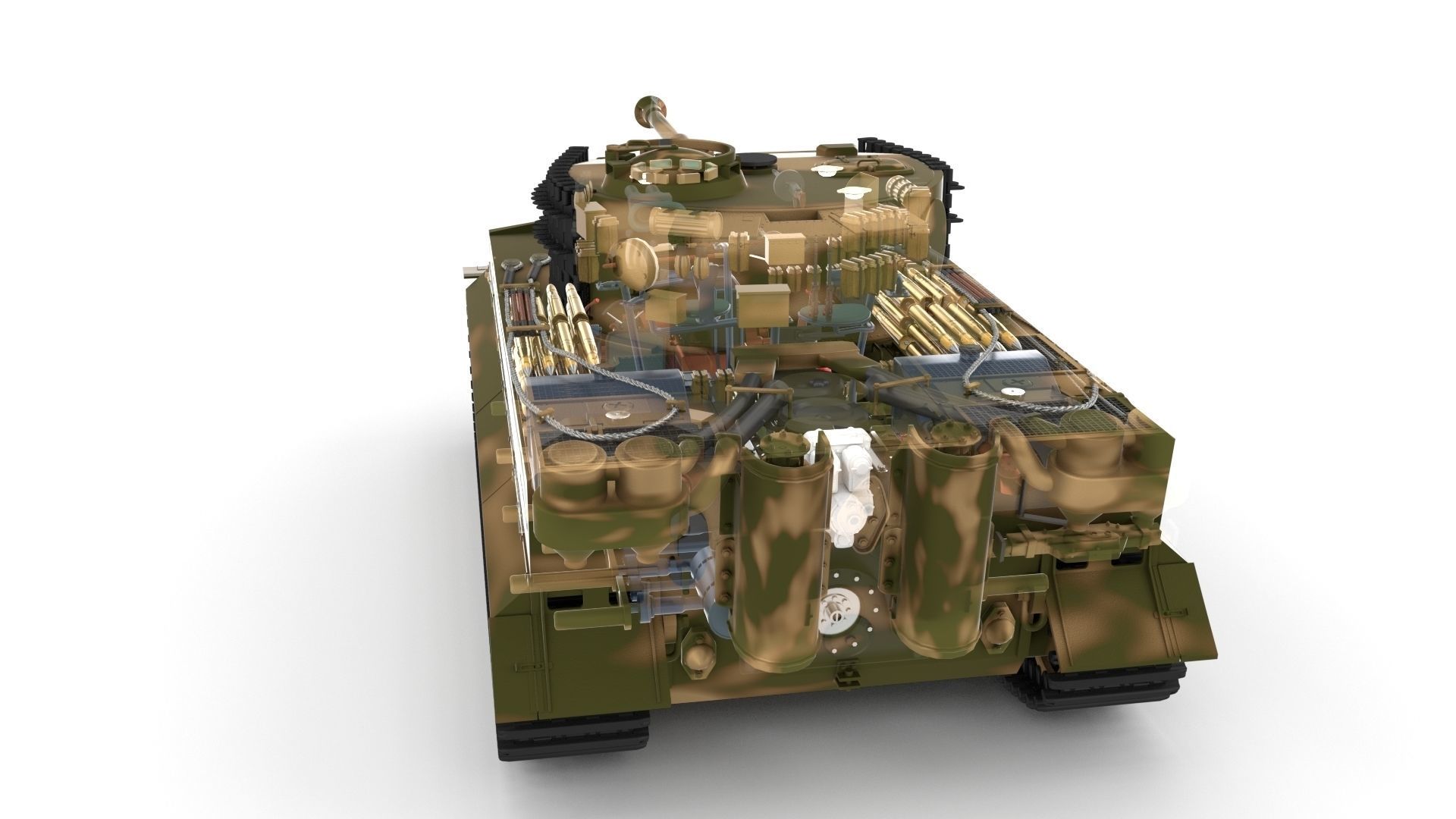 Fully built Panzer Tiger Tank Late 1944 v2 Firing 3D model_9