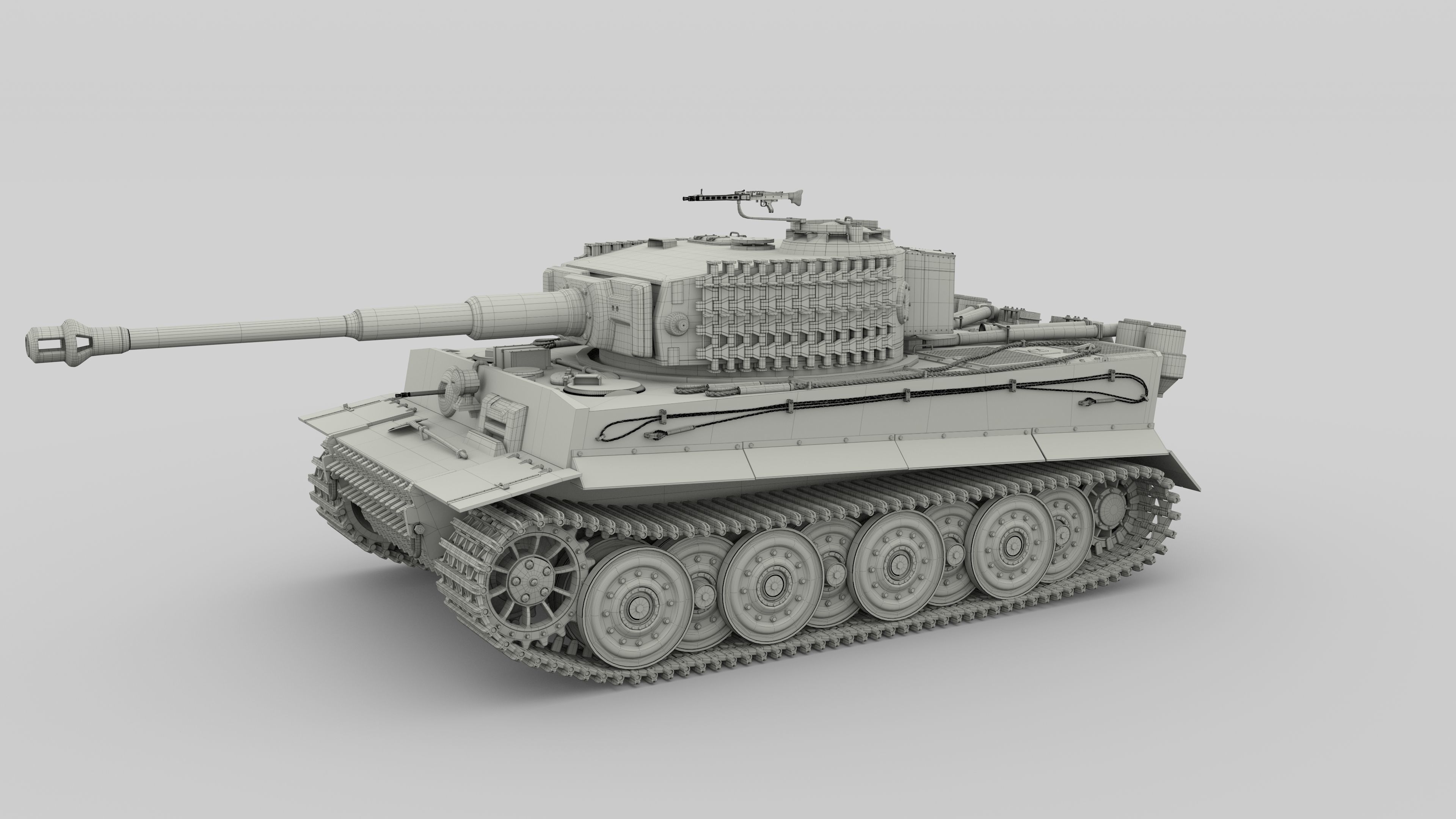 Fully built Panzer Tiger Tank Late 1944 v2 Firing 3D model_36