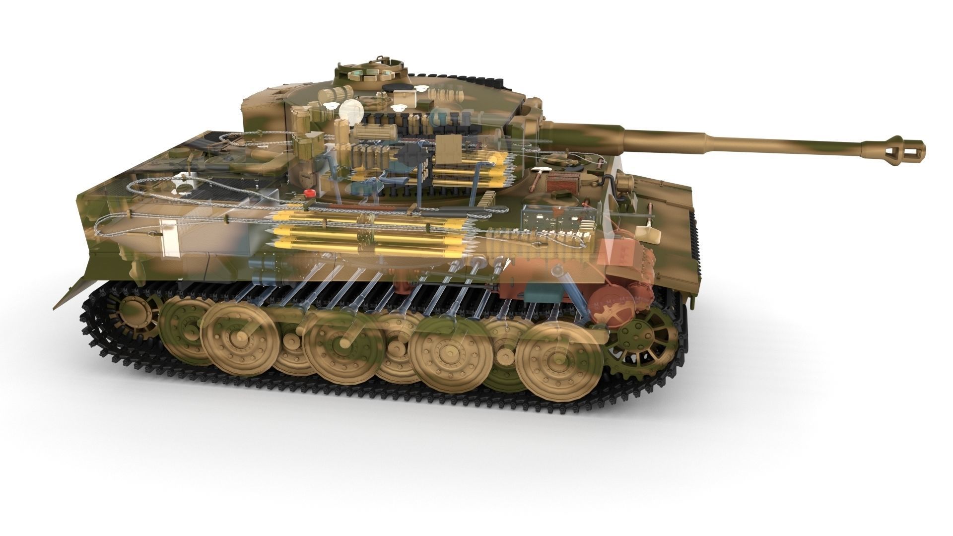 Fully built Panzer Tiger Tank Late 1944 v2 Firing 3D model_61