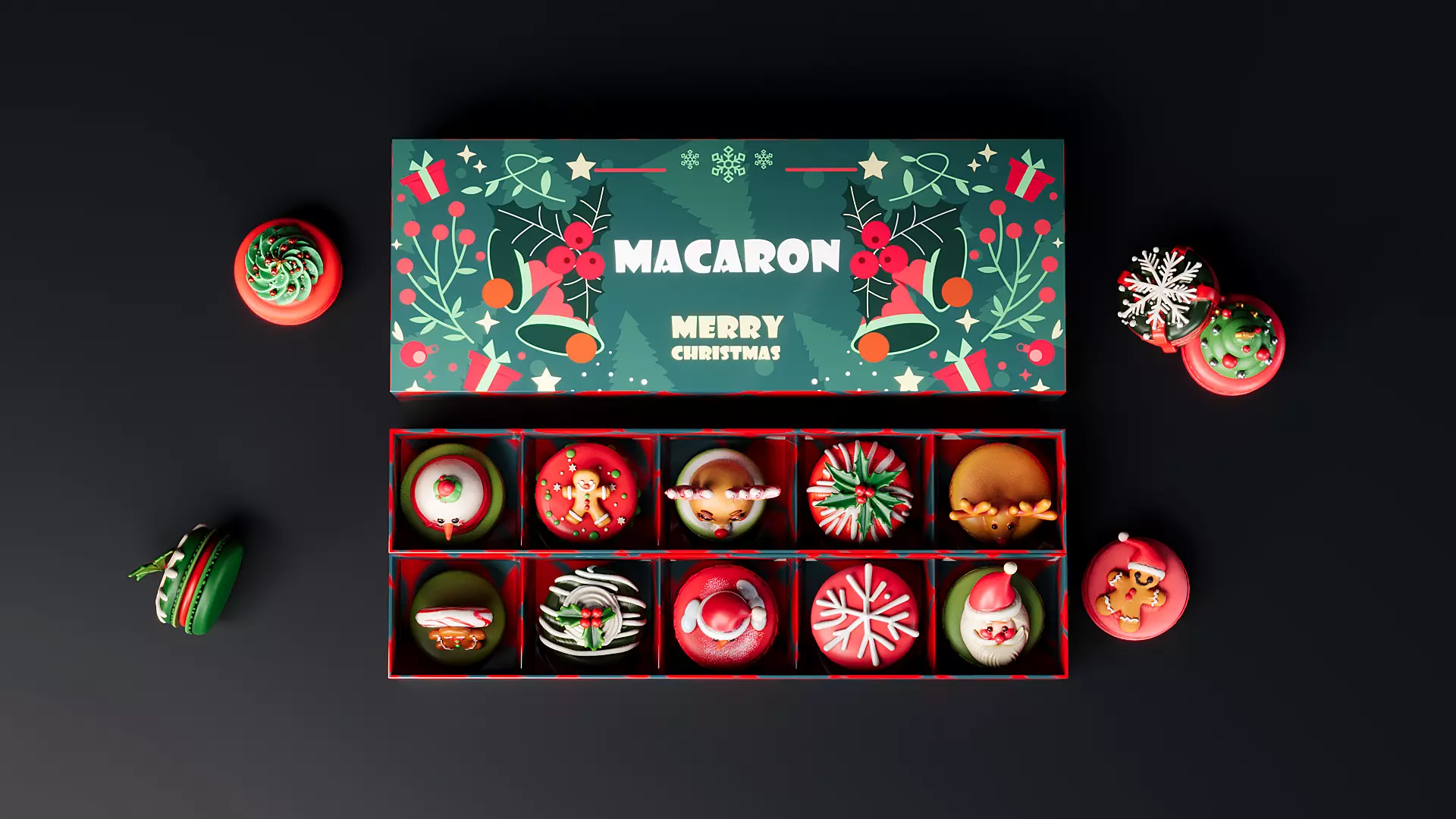 Christmas Macaron cake 3D model_6